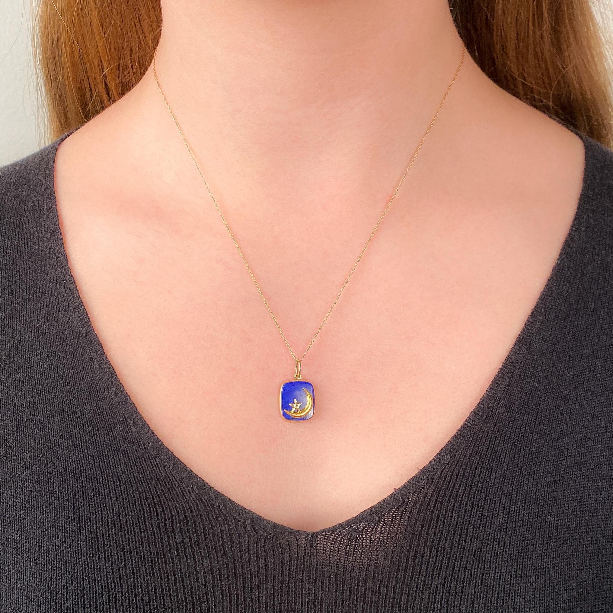 Ciondolo antico di lapis a mezzaluna in oro 14k In condizioni buone in vendita a Lewisburg, PA