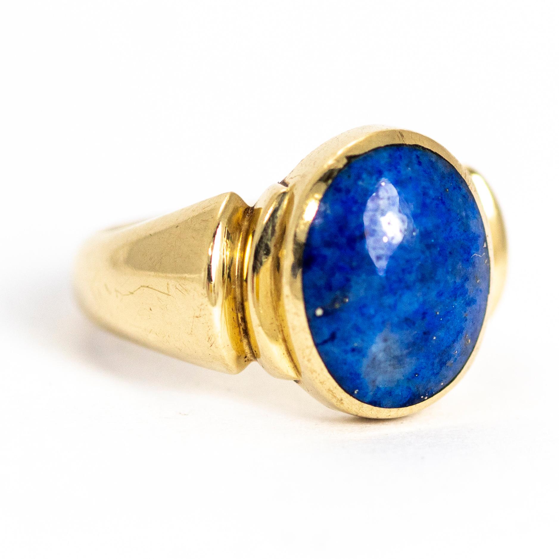 Antique Lapis Lazuli 9 Carat Gold Signet Ring 1