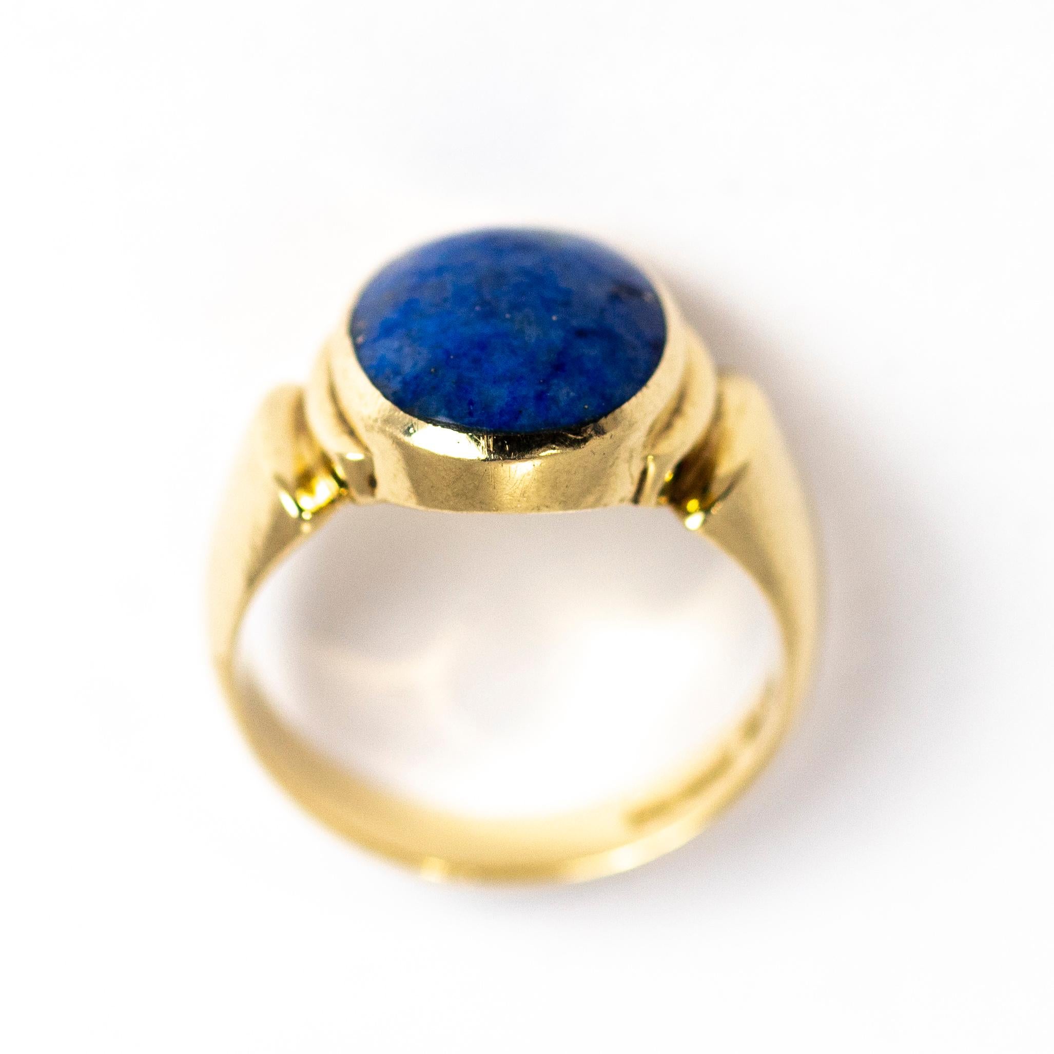 Antique Lapis Lazuli 9 Carat Gold Signet Ring 2