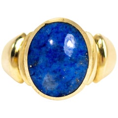 Antique Lapis Lazuli 9 Carat Gold Signet Ring