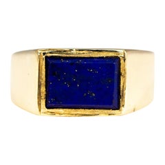 Antique Lapis Lazuli and 9 Carat Gold Signet Ring