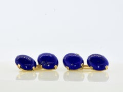 Antique Lapis Lazuli  Back to Back Yellow Gold Cufflinks, circa 1900