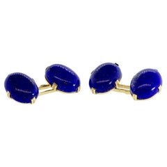 Antique Lapis Lazuli  Back to Back Yellow Gold Cufflinks, circa 1900