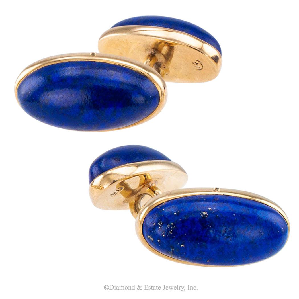 Victorian Antique Lapis Lazuli Double Sided Gold Cufflinks