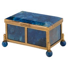 Antique Lapis Lazuli & Gilt Metal Miniature Box Casket French Circa 1880