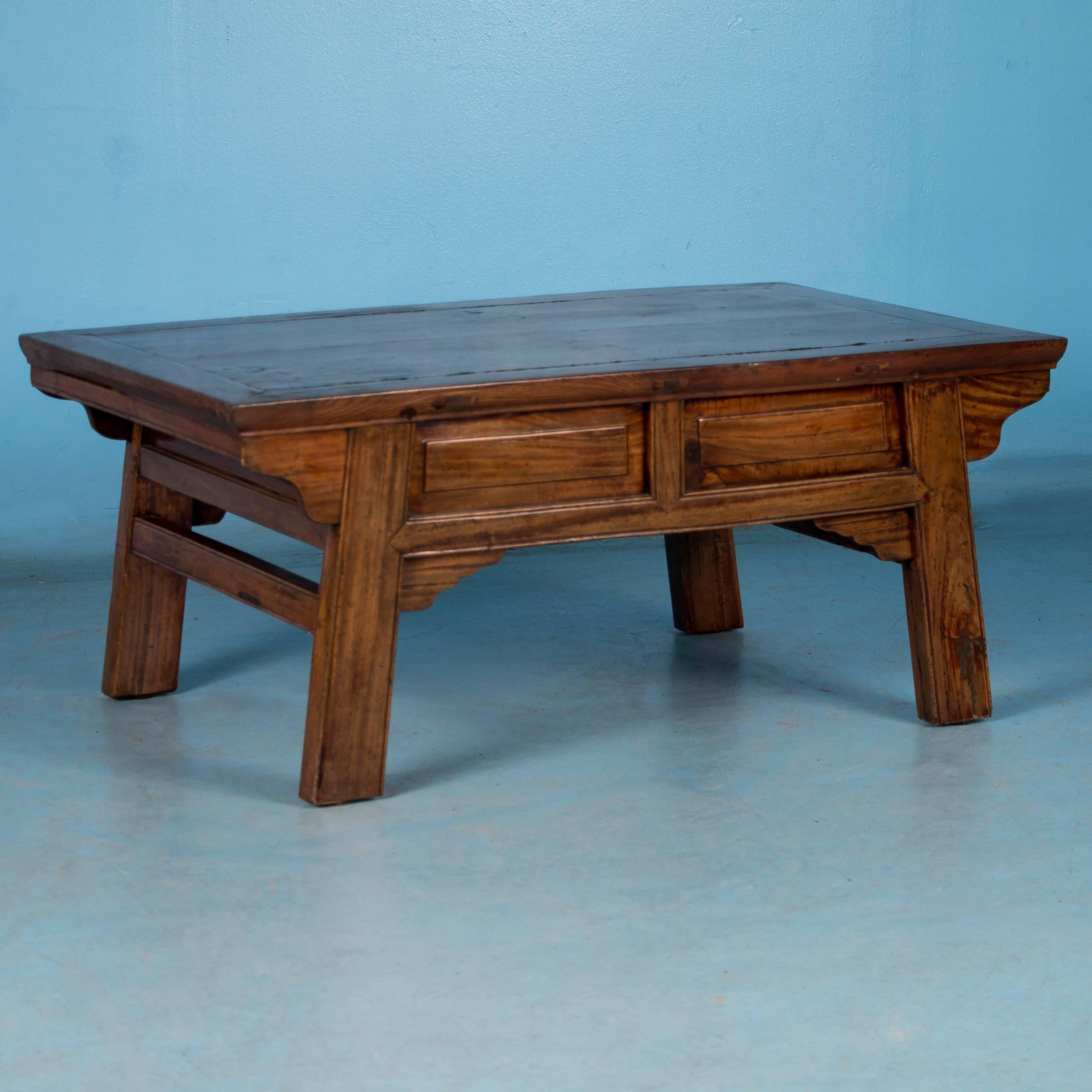 Antique Laquered Chinese Elm Coffee Table In Good Condition In Round Top, TX