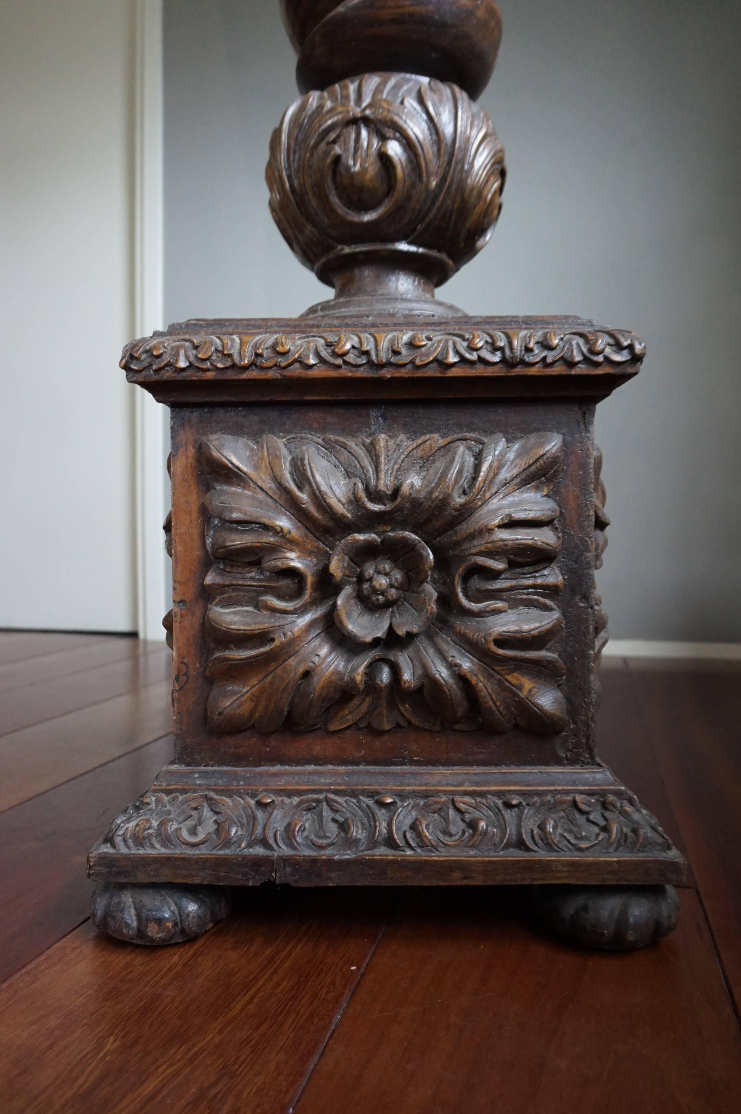 Antique Large & Hand-Carved Mid-19th Century Baroque Pedestal / Sculpture Stand 7