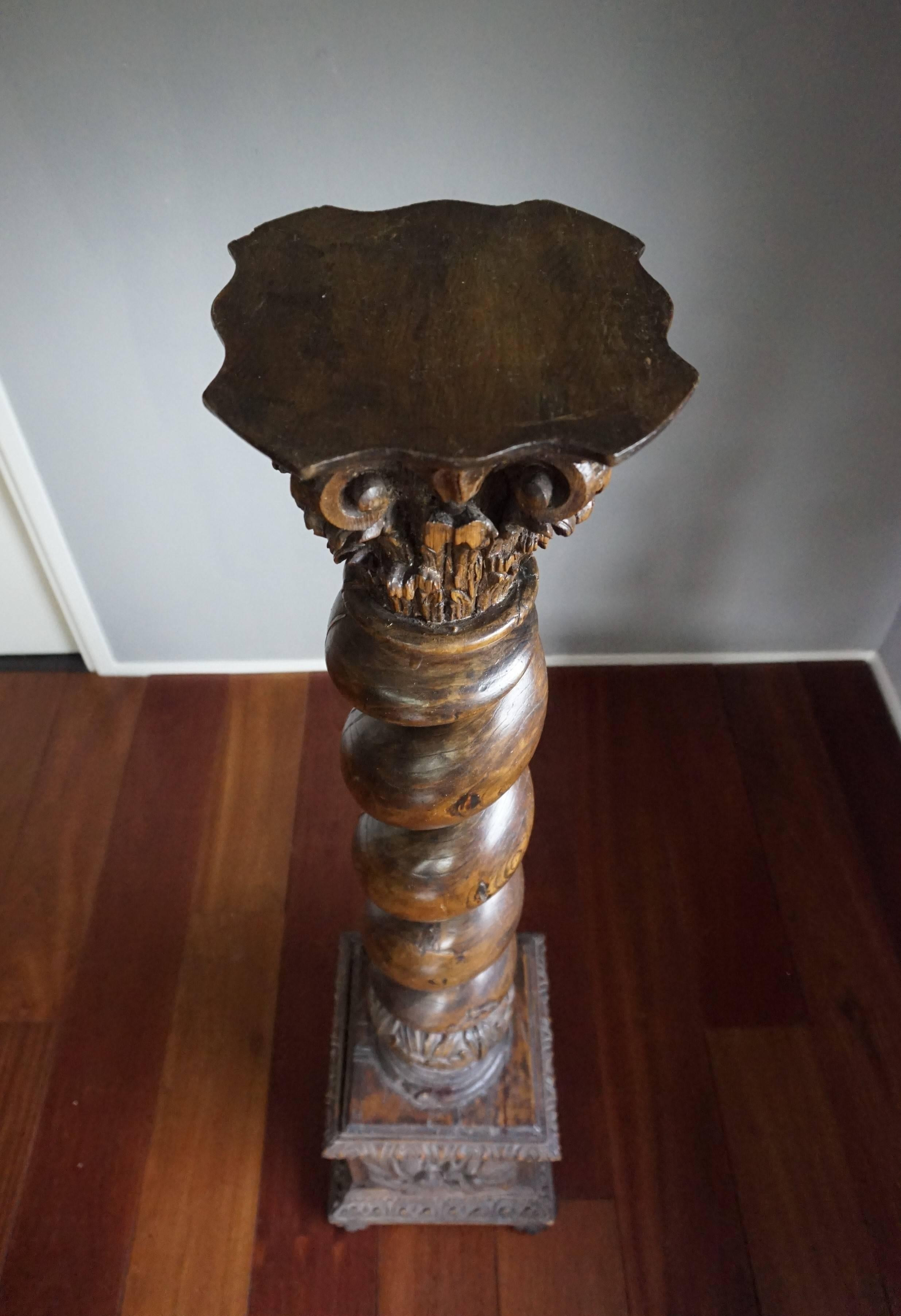 Antique Large & Hand-Carved Mid-19th Century Baroque Pedestal / Sculpture Stand 2
