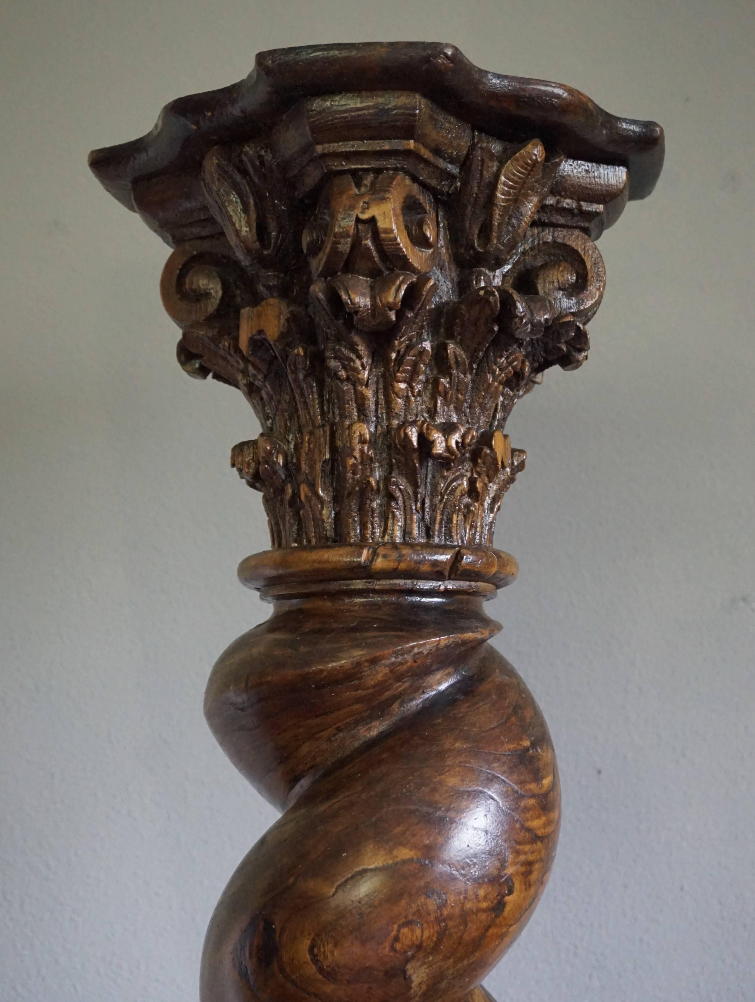 Antique Large & Hand-Carved Mid-19th Century Baroque Pedestal / Sculpture Stand 3