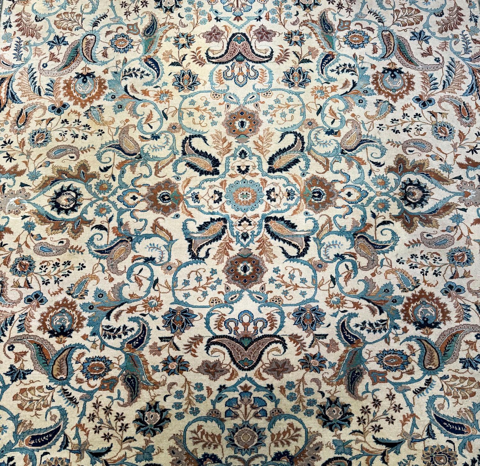 Laine Grand tapis persan Tabriz 100 % laine 390x310cm 13ftx10ft en vente