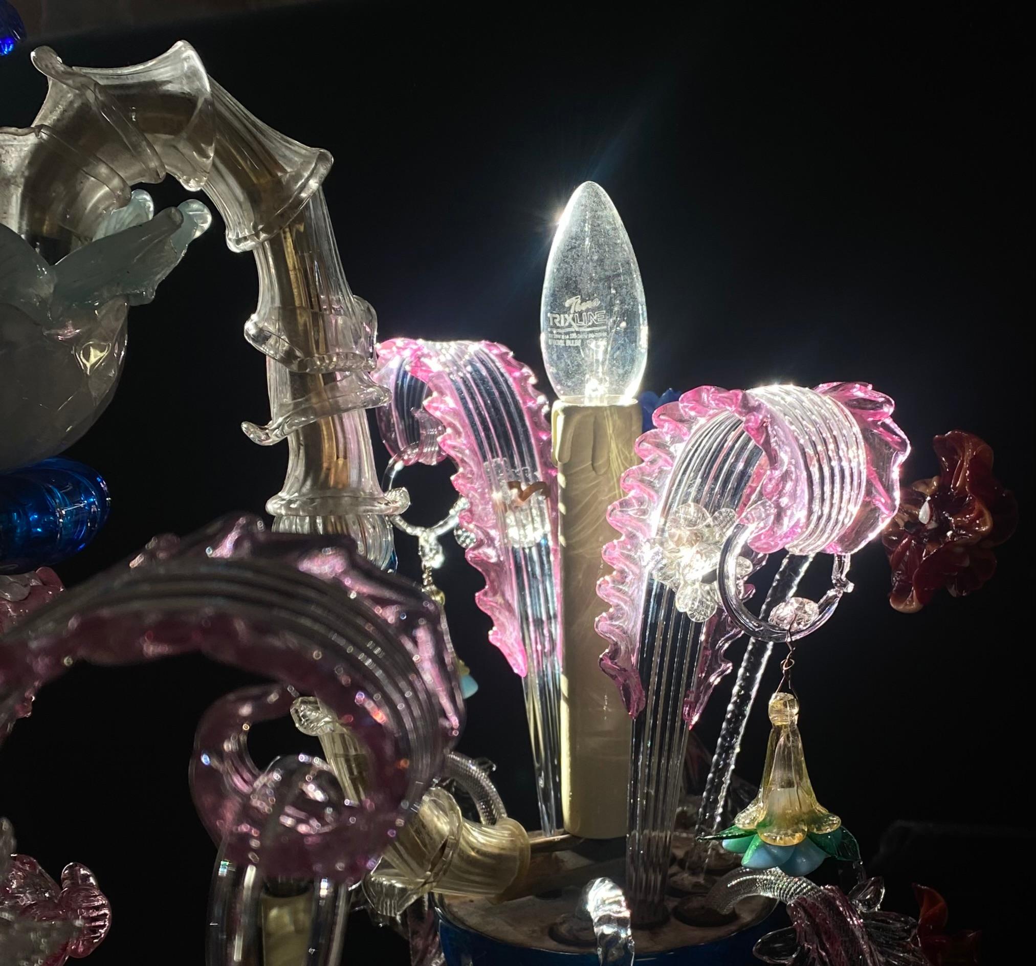 Antico lampadario a 12 bracci con motivo floreale di Murano, Italia, primi anni del 1900 in vendita 9