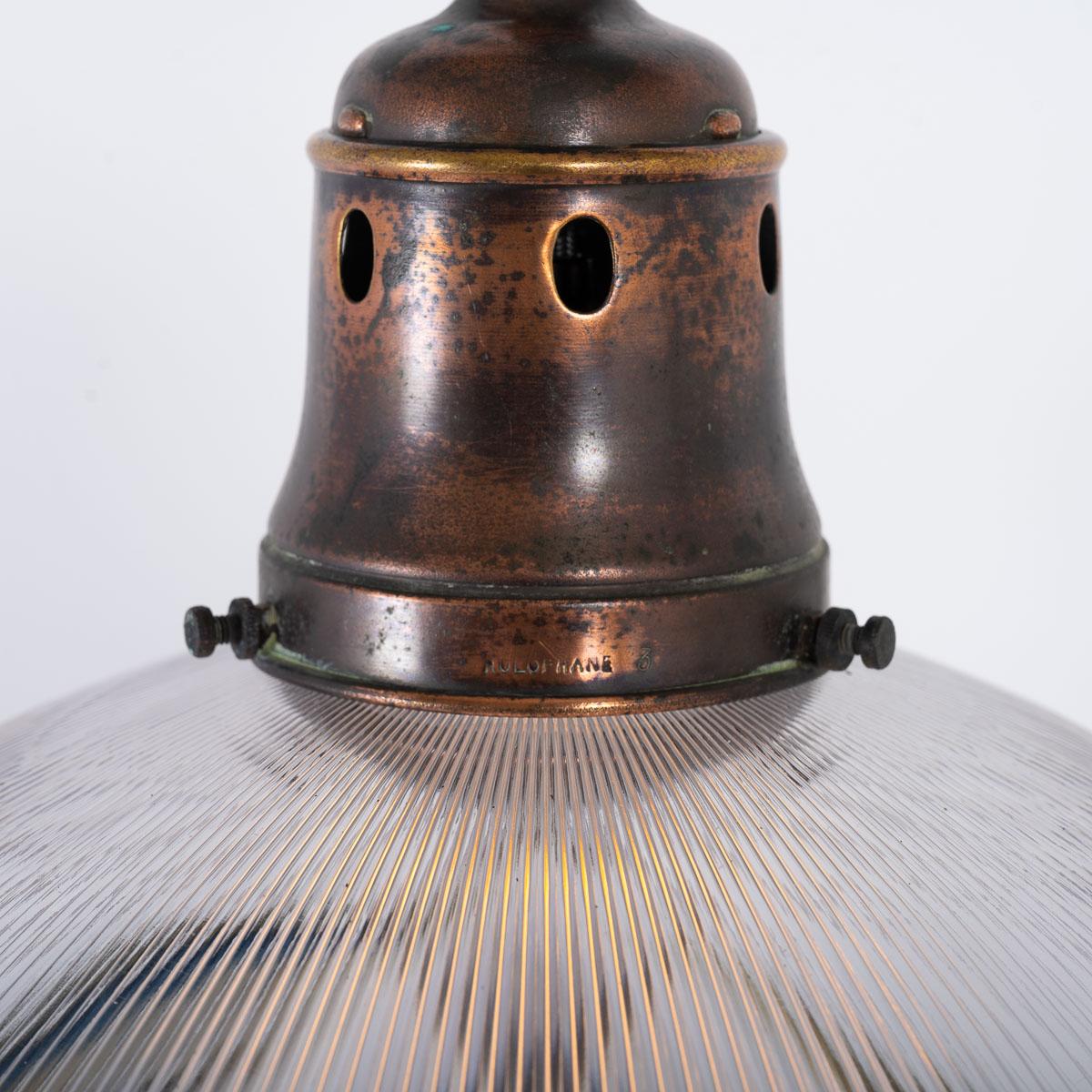 Industrial Antique Large Holophane Stiletto Bowl Pendant Light