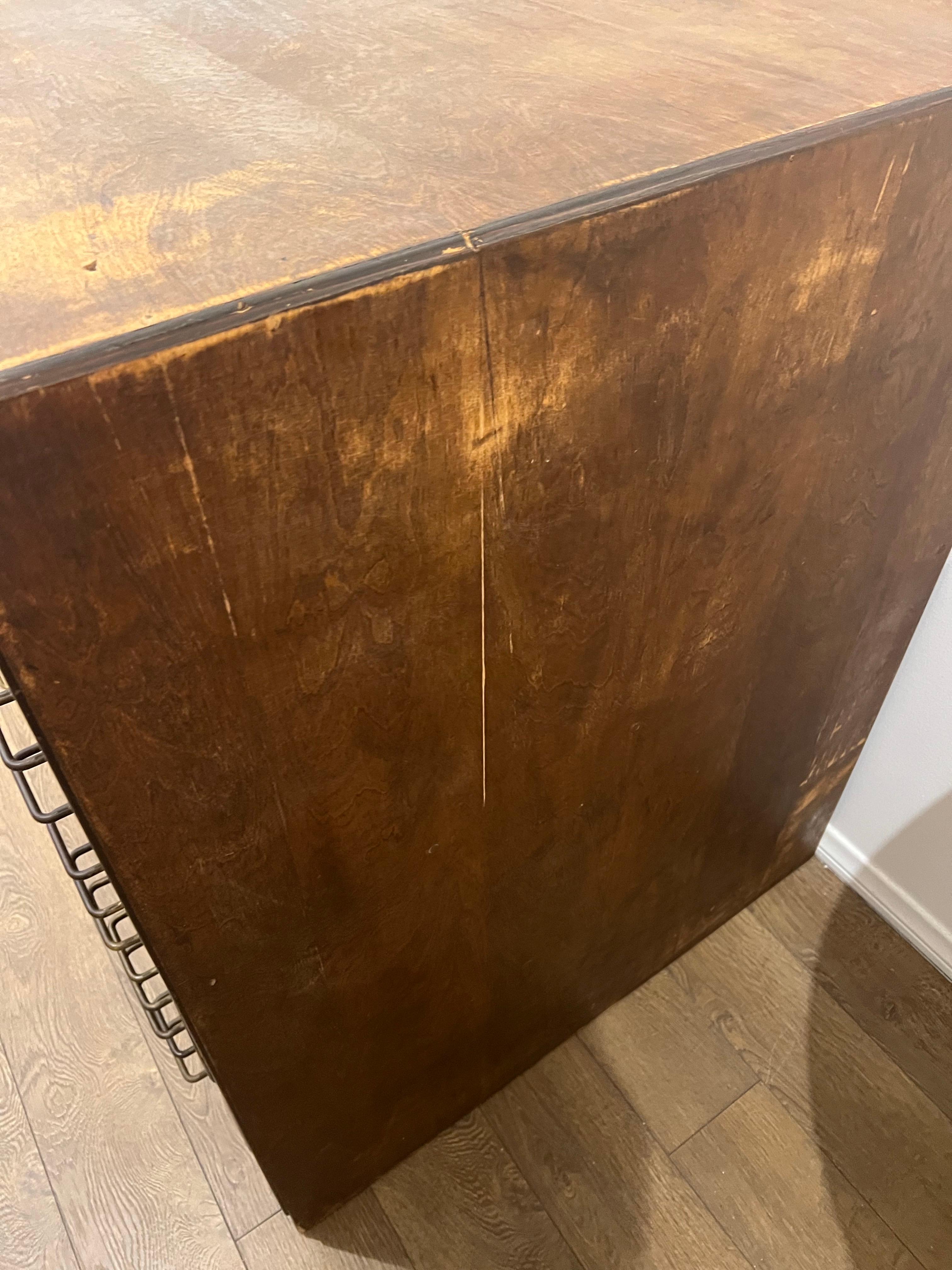 Antiguo Grande 15 Cajón Estaca Mapa Carteles Pecho Dibujo Archivo Nogal Armario Latón en venta