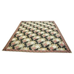 Alfombra antigua grande de lana de estilo Art Nouveau americano de 164 "x120" con motivos florales enganchada a mano