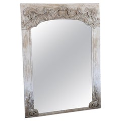 Antique Large 18/19th Century Painted Chateau Overmantle Wall Mirror