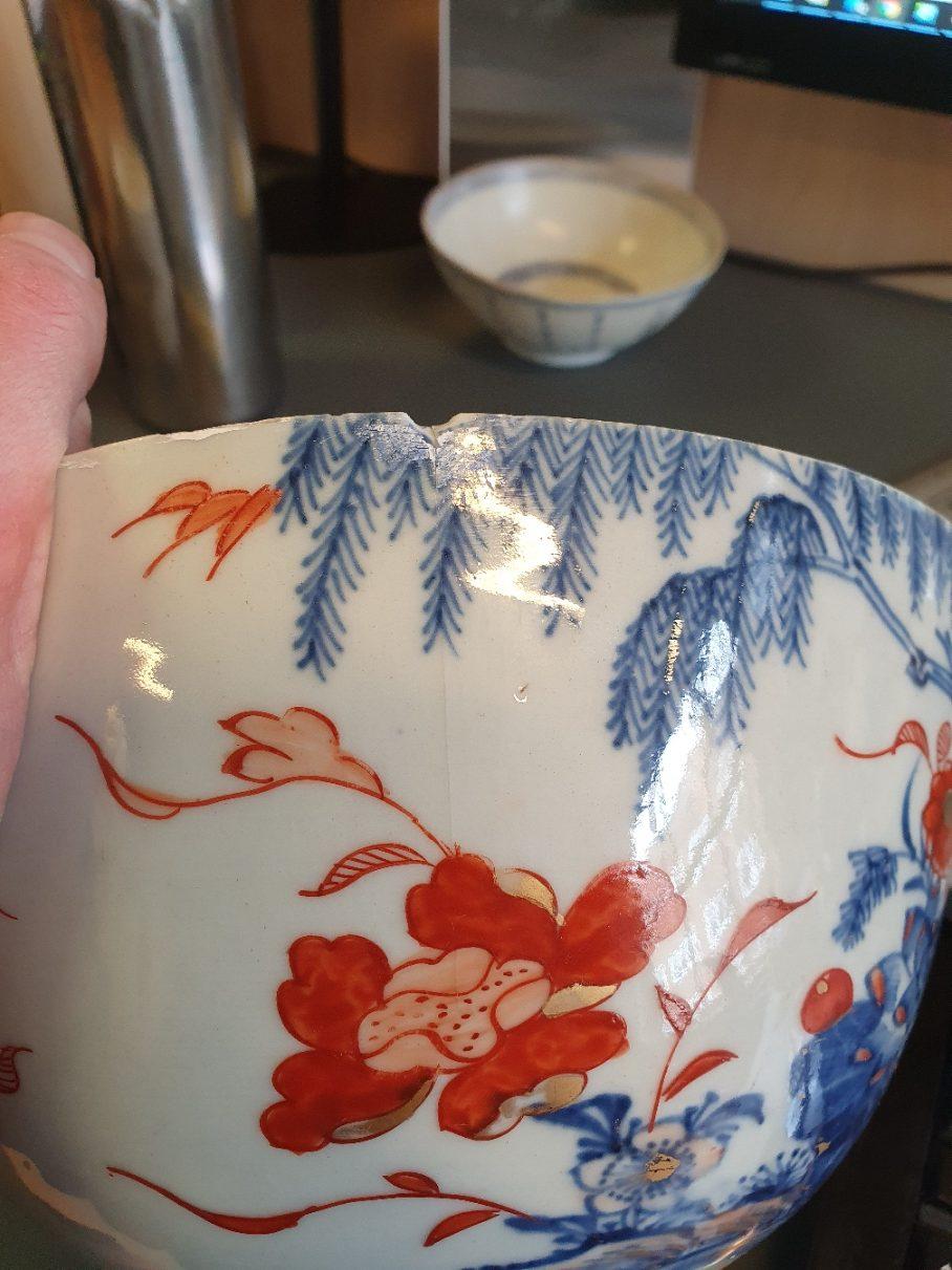 Antique Large 18th Century Chinese Imari Porcelain Kangxi Bowl, Top Quality 9