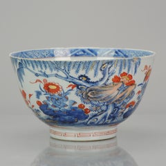 Antique Large 18th Century Chinese Imari Porcelain Kangxi Bowl, Top Quality
