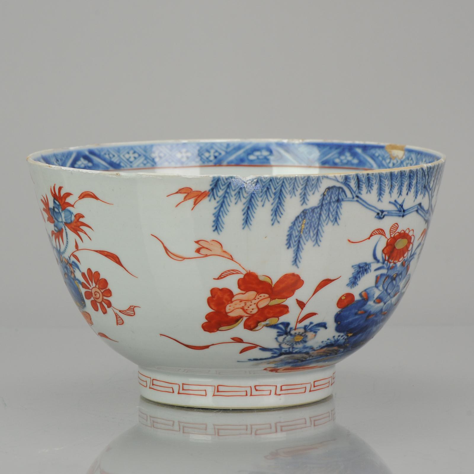 Antique Large 18th Century Chinese Imari Porcelain Kangxi Bowl, Top Quality 1