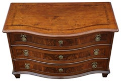 Antique Large 18th Century Continental Oak & Walnut Serpentine Chest of Drawers
