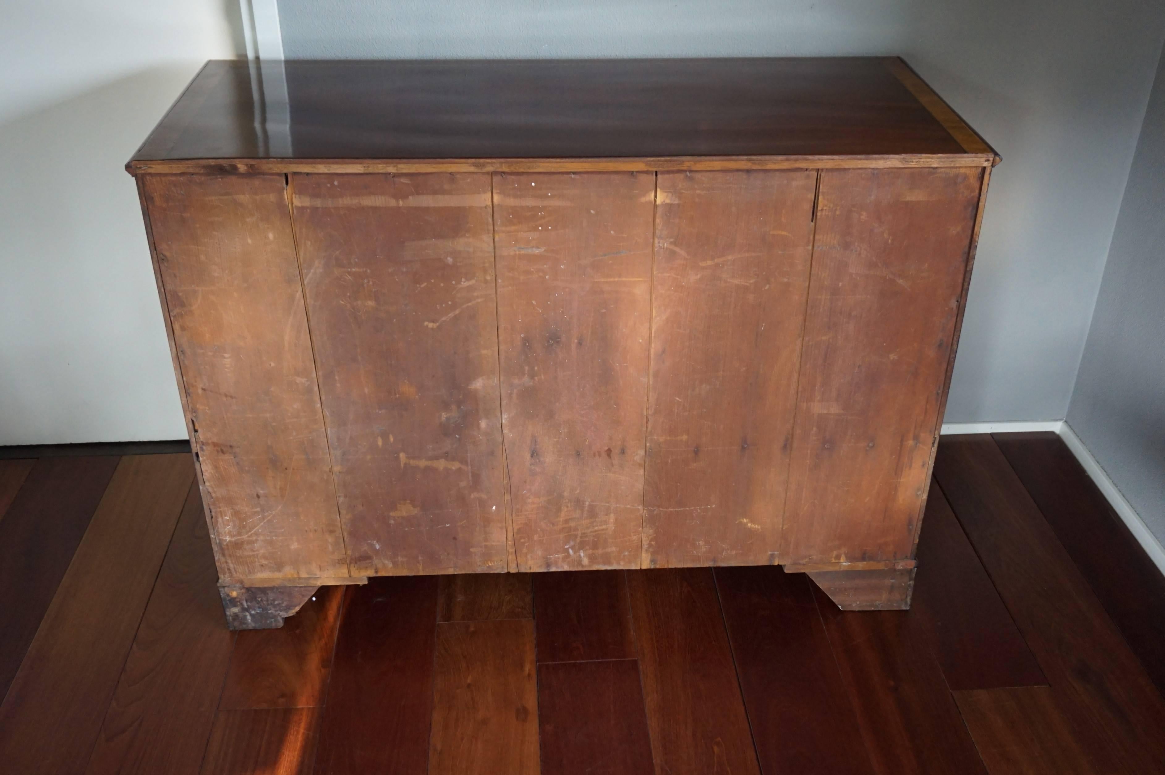 Antique & Large 18th Century Georgian Inlaid Commode / Chest of Drawers w Brass 8