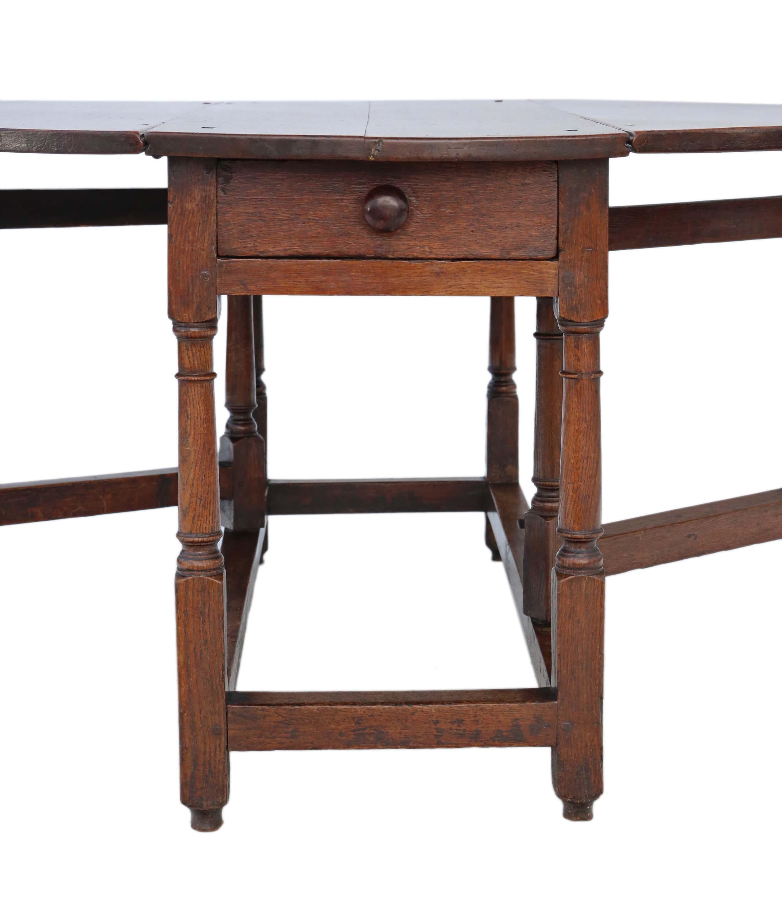 Antique Large 18th Century Oak Gate-Leg Drop-Leaf Dining Table 2