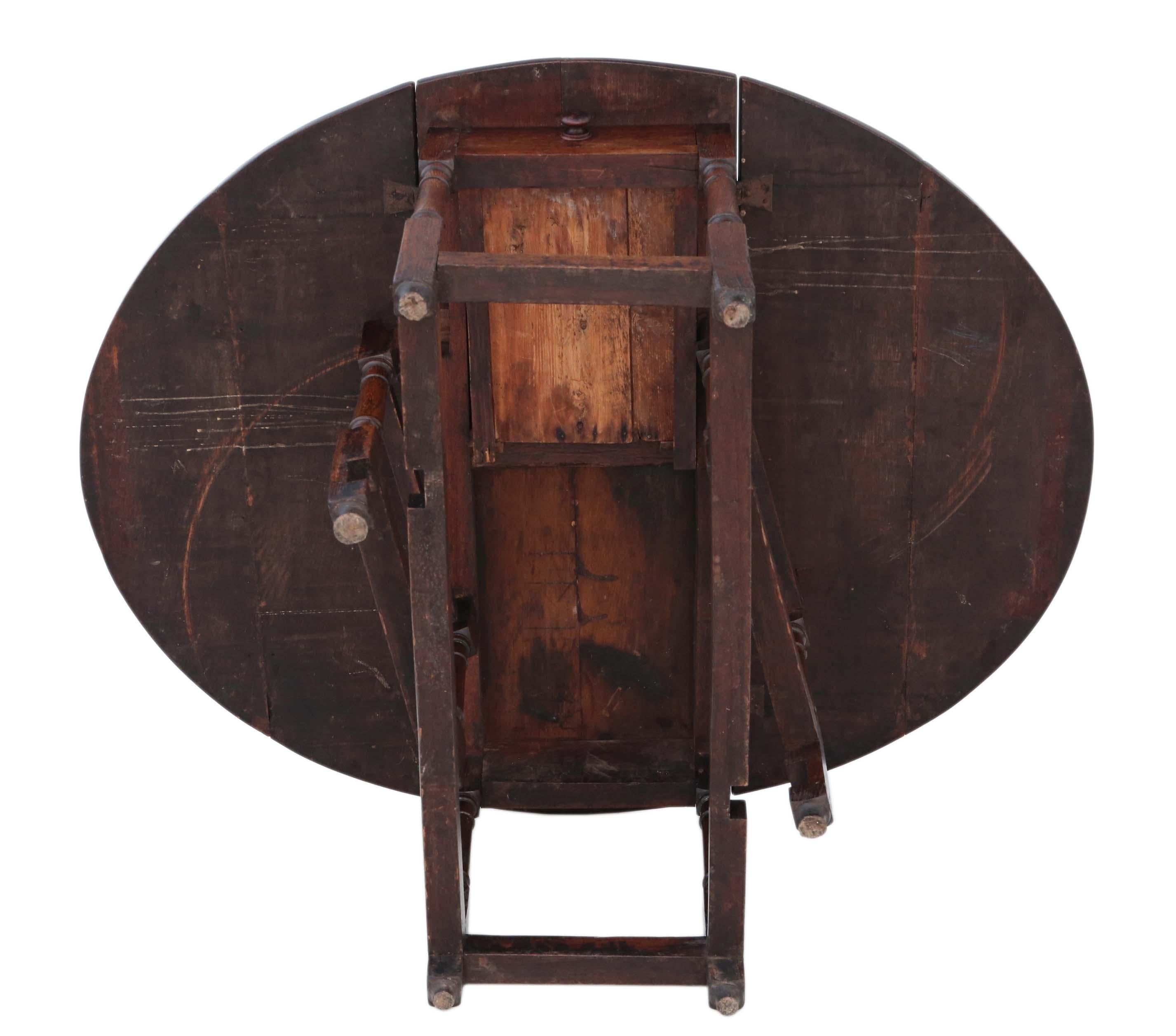 Antique Large 18th Century Oak Gate-Leg Drop-Leaf Dining Table 3