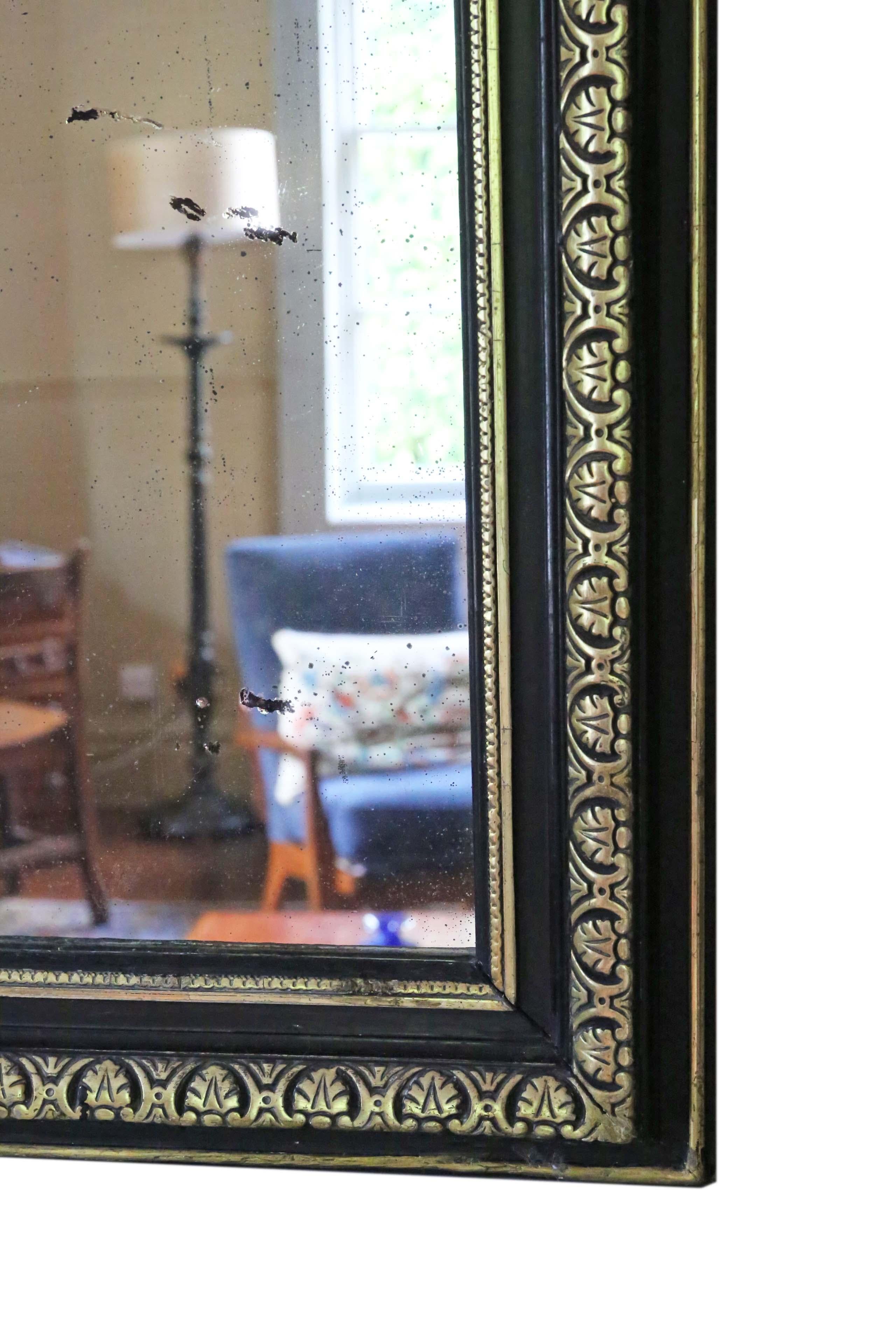 Antique Large 19th Century Ebonised and Gilt Mirror Overmantle Wall 1