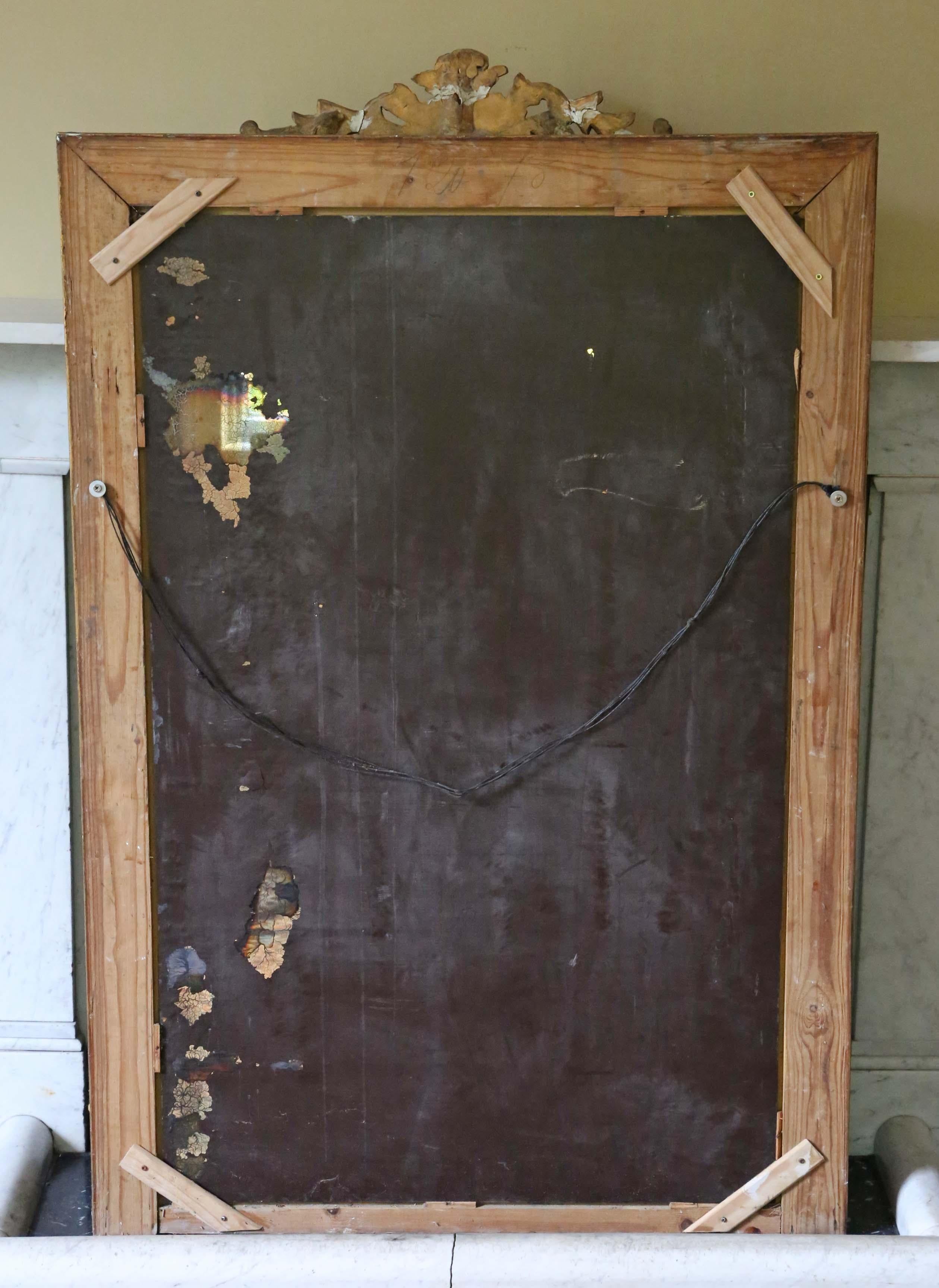 Antique Large 19th Century French Gilt Overmantle Wall Mirror 2