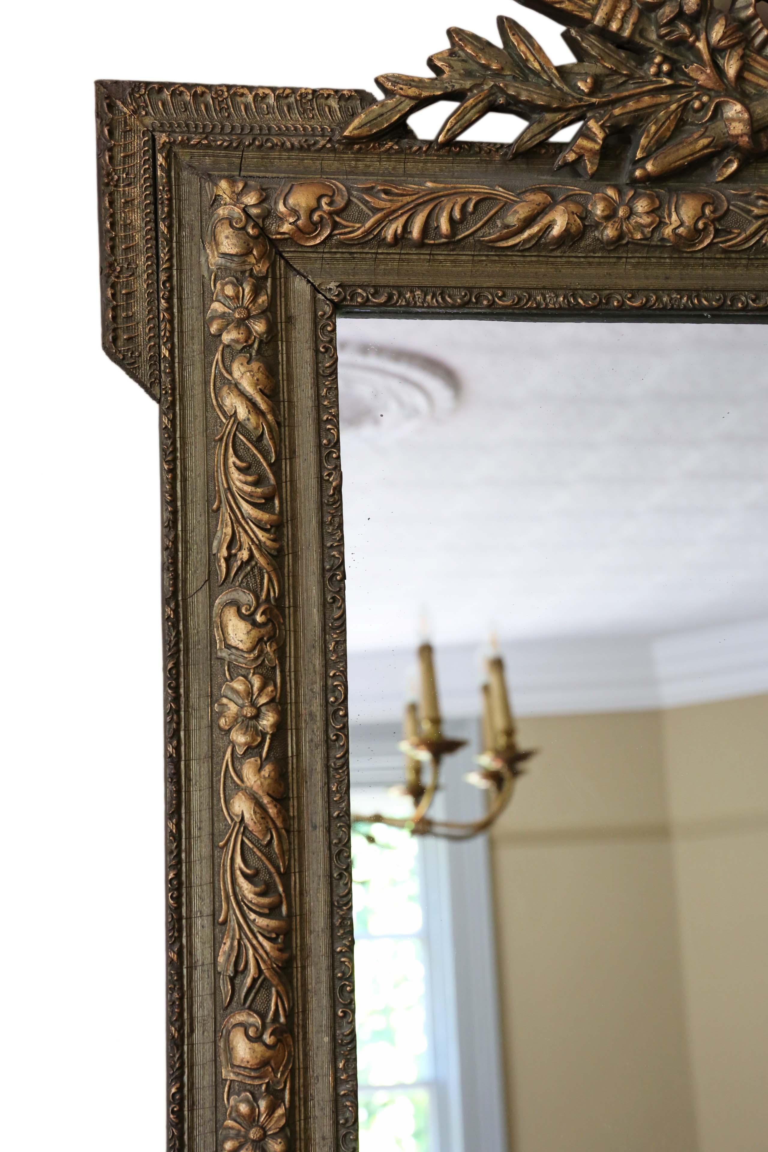 Antique Large 19th Century Gilt Overmantle or Wall Mirror 1
