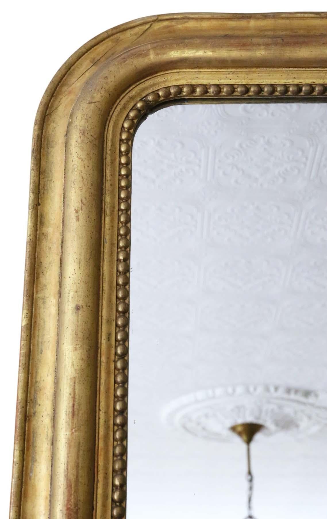Antique Large 19ème siècle Gilt Overmantle Wall Mirror - High-Quality Bon état - En vente à Wisbech, Cambridgeshire
