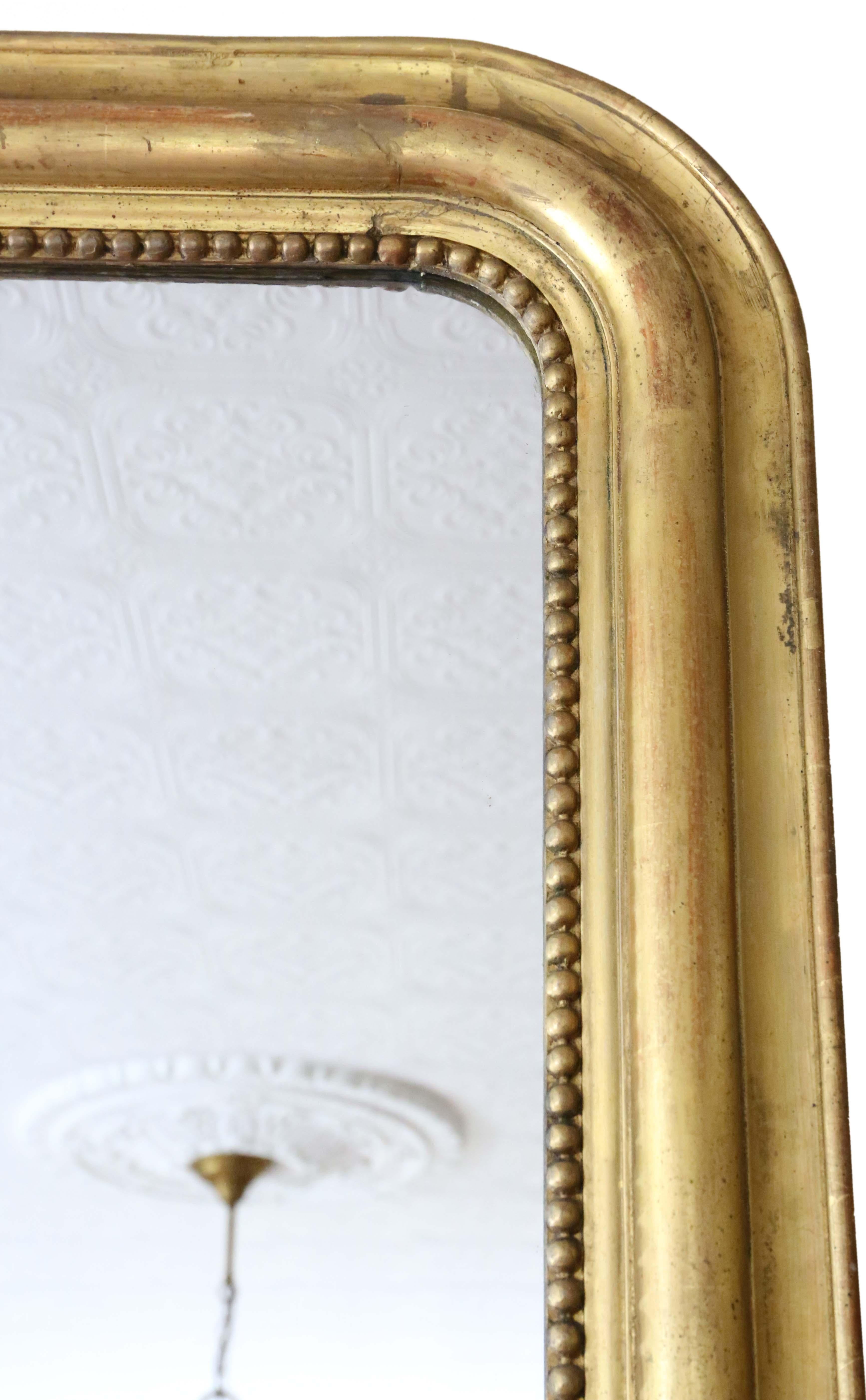 Verre Antique Large 19ème siècle Gilt Overmantle Wall Mirror - High-Quality en vente
