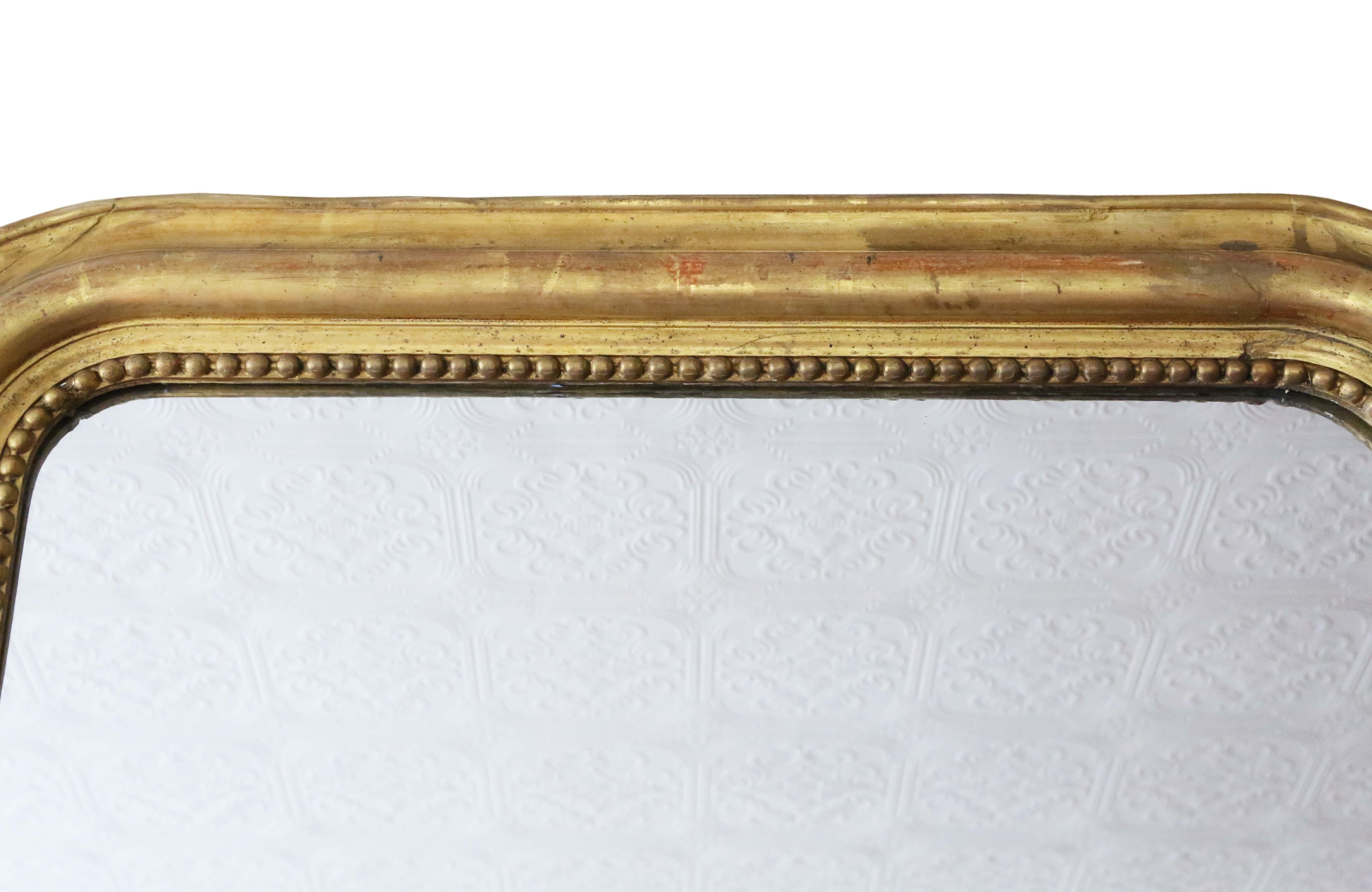 Antique Large 19ème siècle Gilt Overmantle Wall Mirror - High-Quality en vente 1