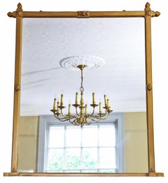 Antique Large 19th Century Gilt Overmantle Wall Mirror Quality Arts and Crafts