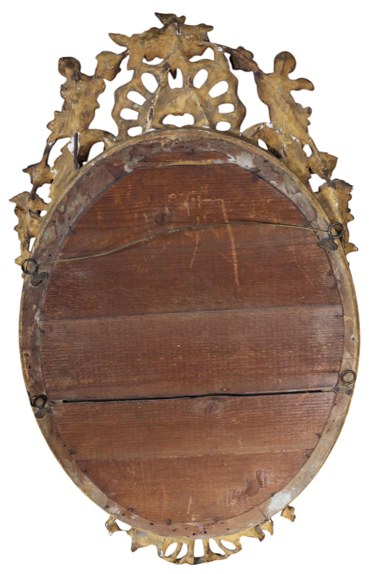 Antique Grand miroir mural ovale à trumeau doré du 19ème siècle - Haute qualité en vente 3