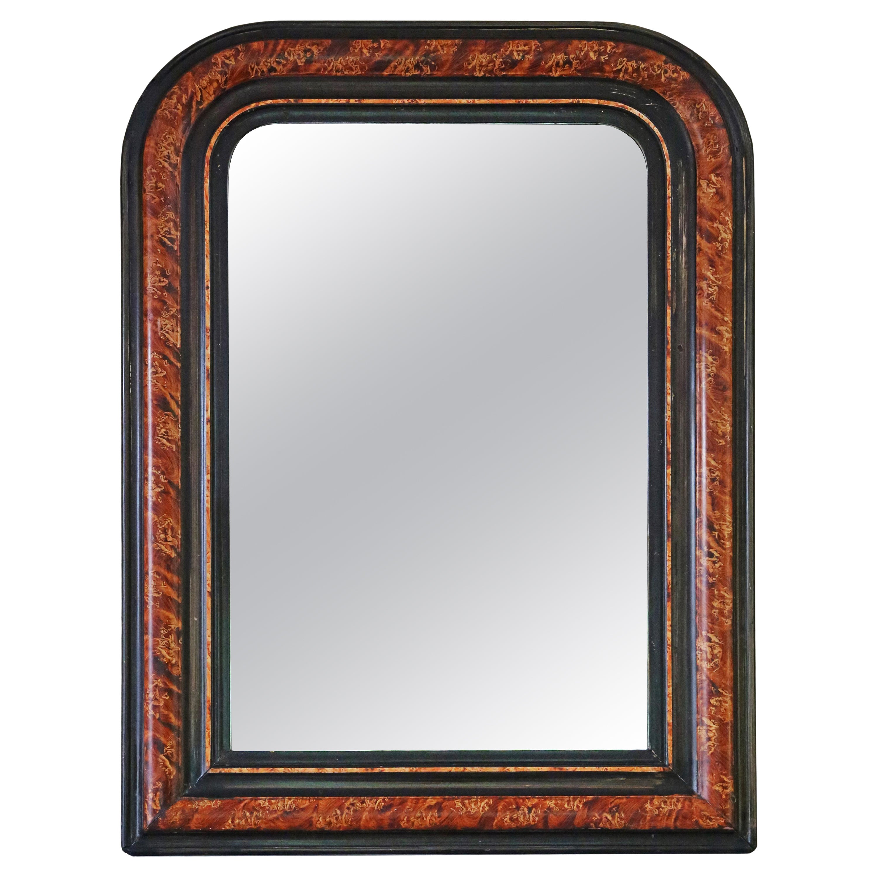 Antique large 19th Century quality faux tortoise shell and ebonised wall mirror