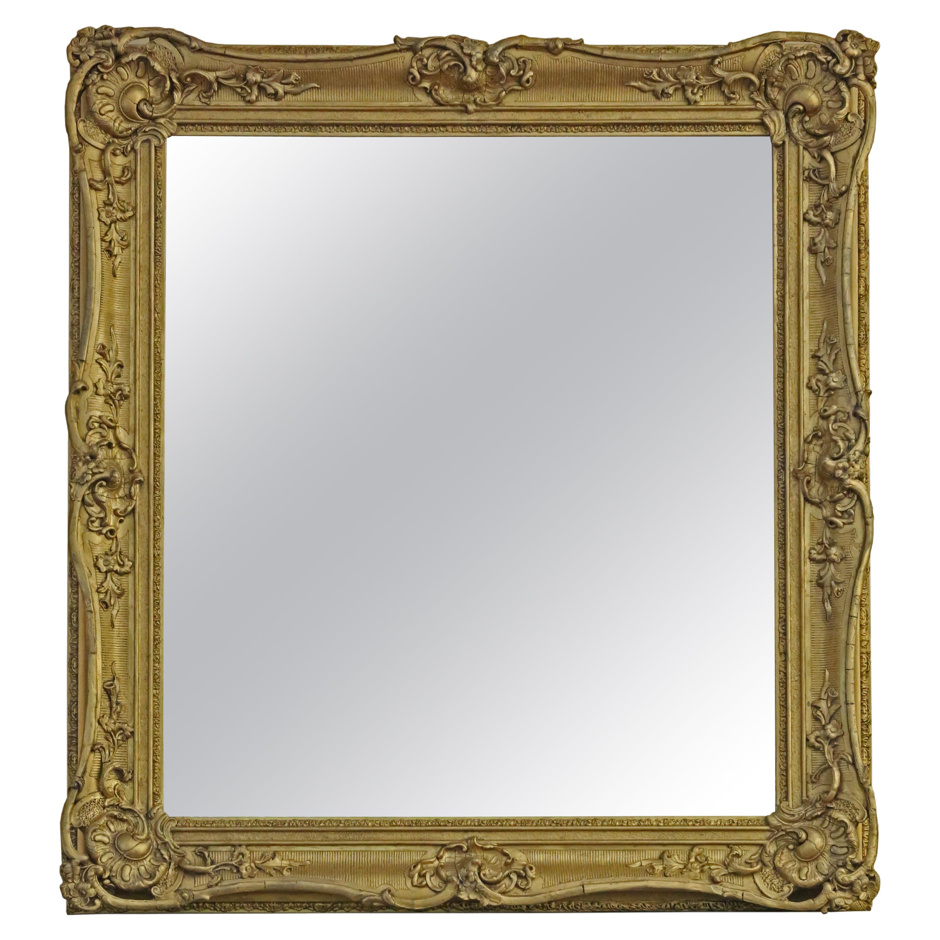 Antique large 19th Century quality gilt overmantle wall mirror