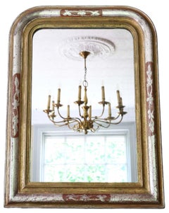 Antique Large 19th Century Silver and Gilt Overmantle Wall Mirror – Quality