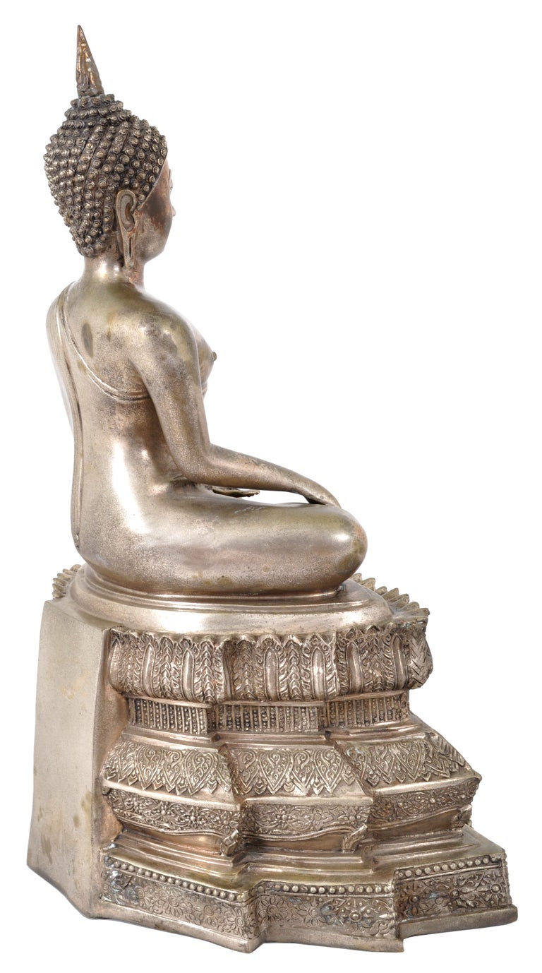 Antique Large Tibetan Silver Gilt Bronze Buddha Statue Sculpture at 1stDibs large silver