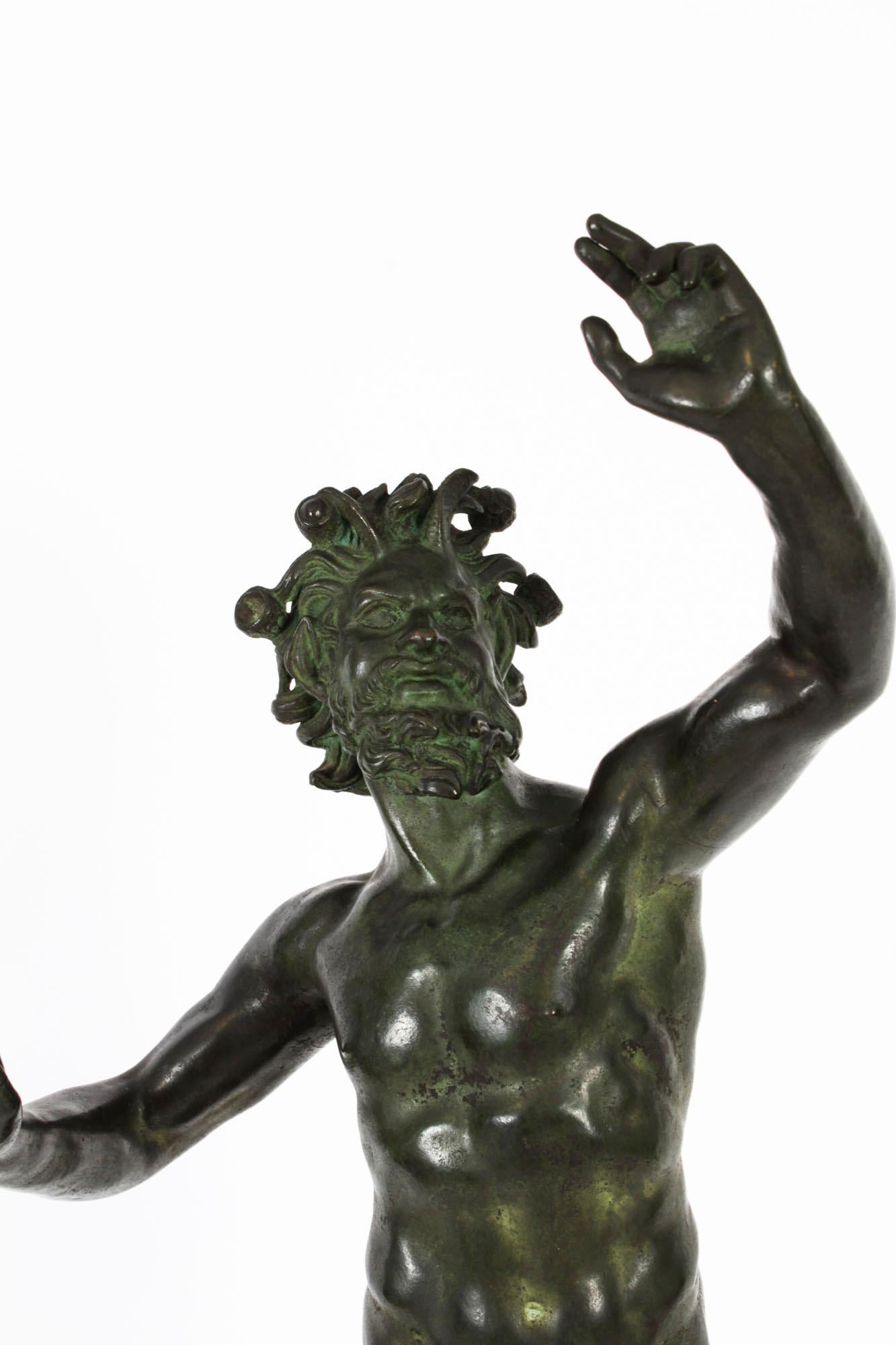 Italian Antique Bronze of Pan Dancing G.Nisini, 19th Century