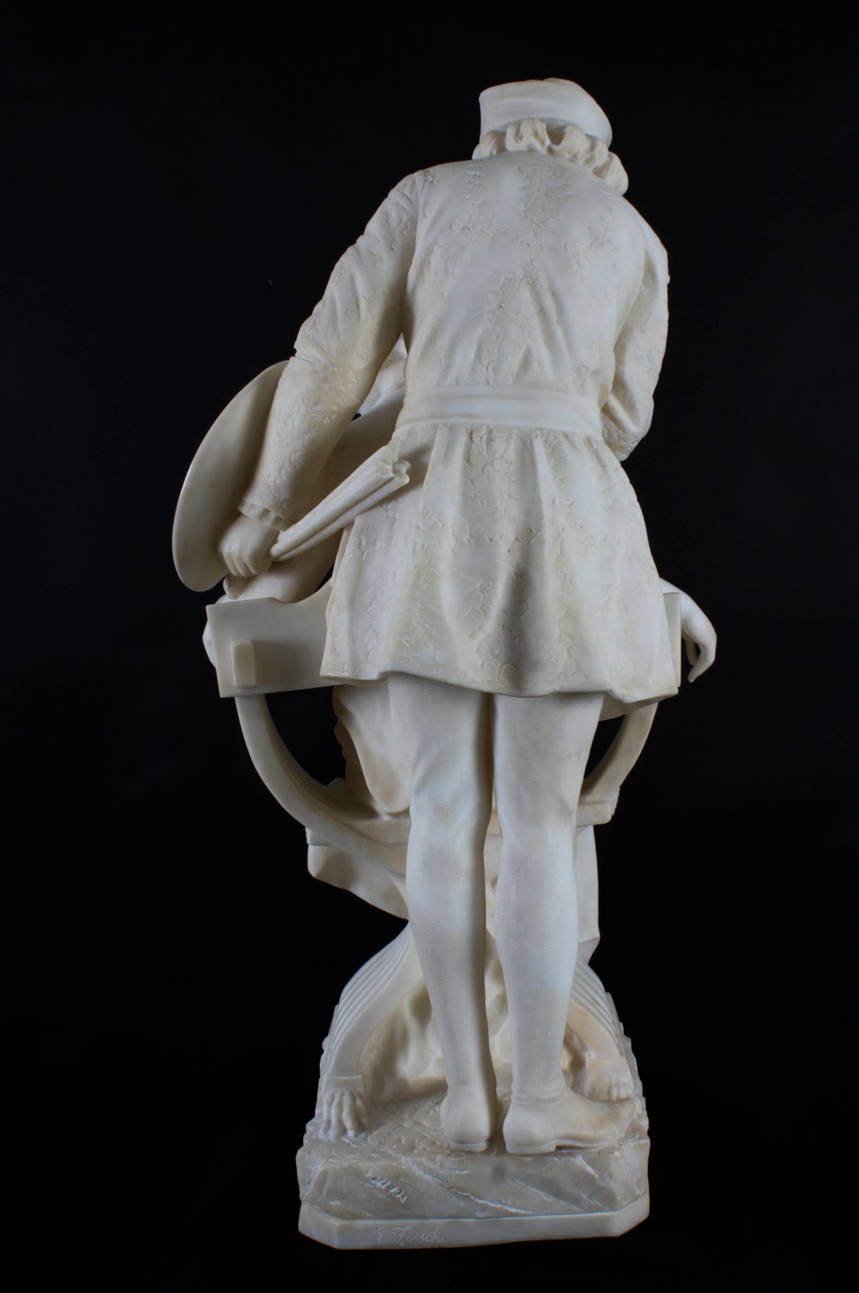 Antique Large Alabaster Sculpture P. Emilio Fiaschi 19th Century For Sale 5