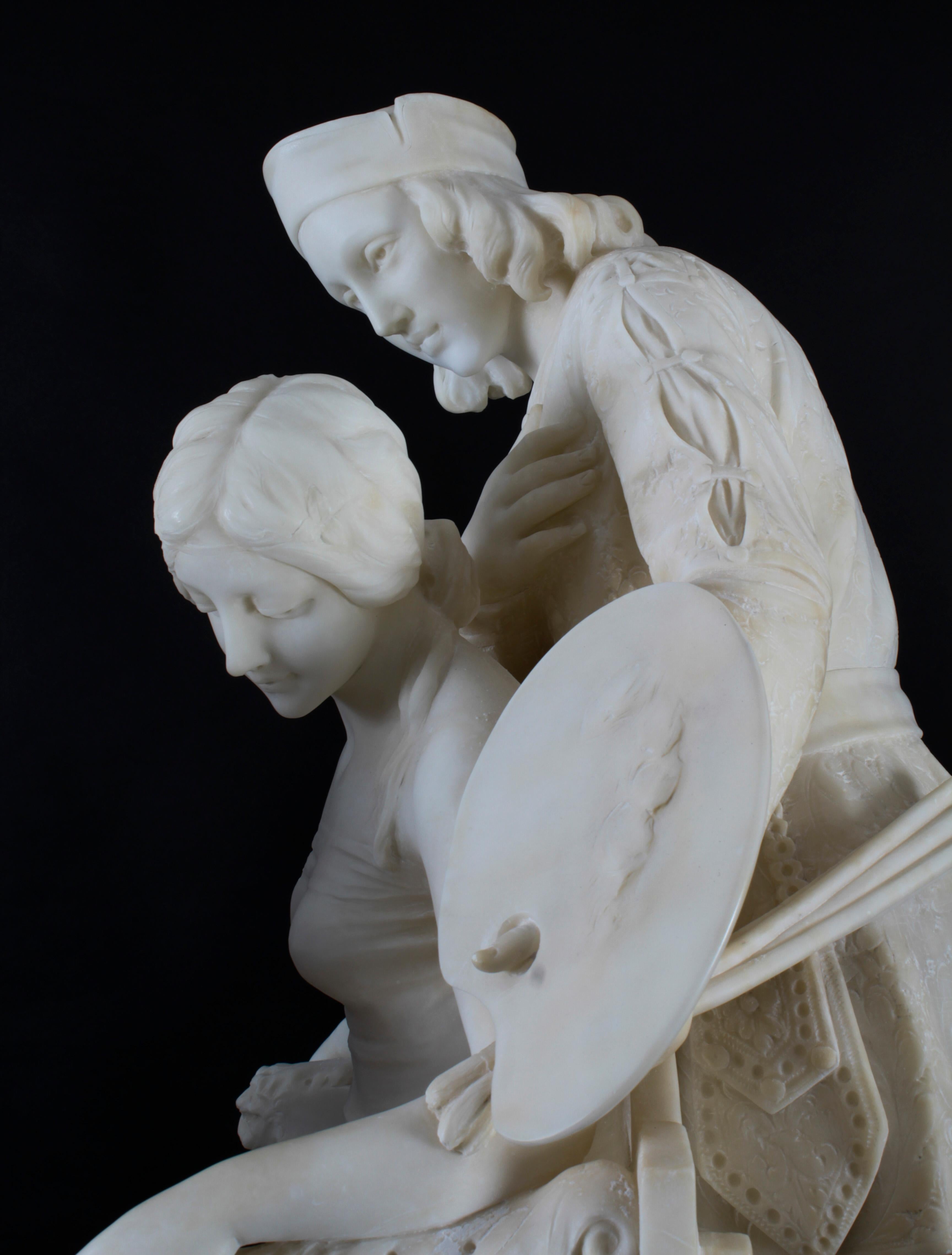 Antique Large Alabaster Sculpture P. Emilio Fiaschi 19th Century For Sale 6