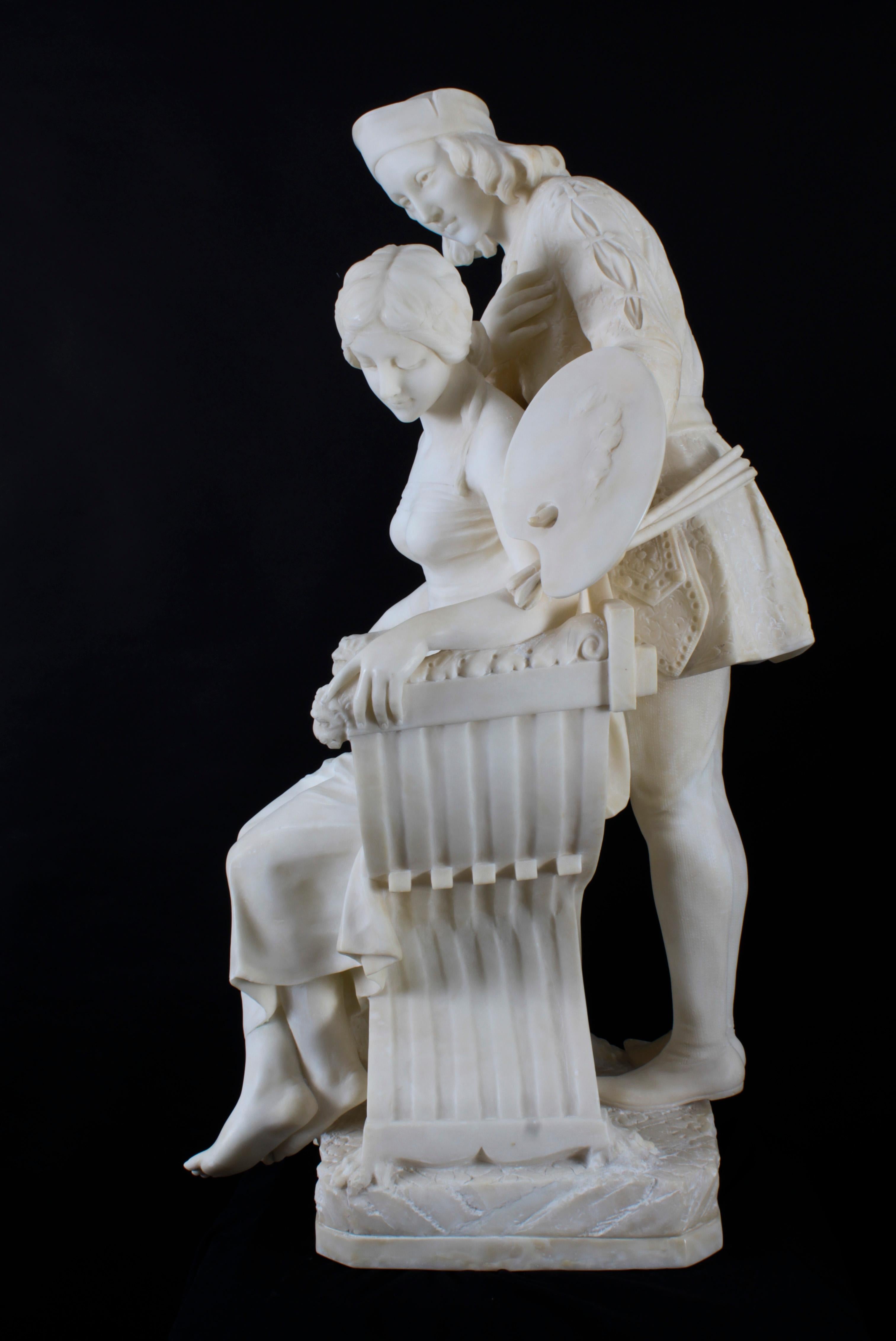 Antique Large Alabaster Sculpture P. Emilio Fiaschi 19th Century For Sale 7