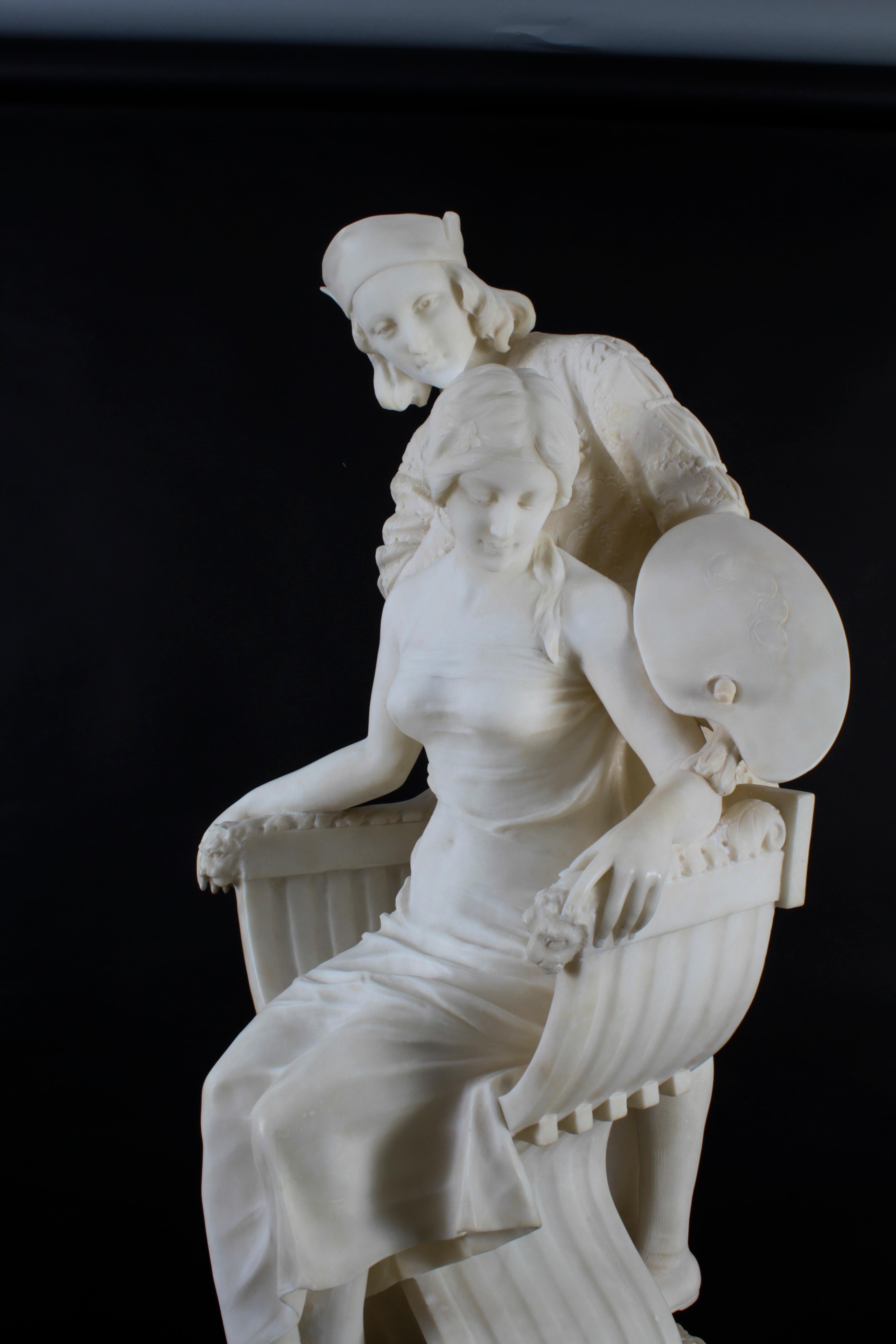 Antique Large Alabaster Sculpture P. Emilio Fiaschi 19th Century For Sale 9