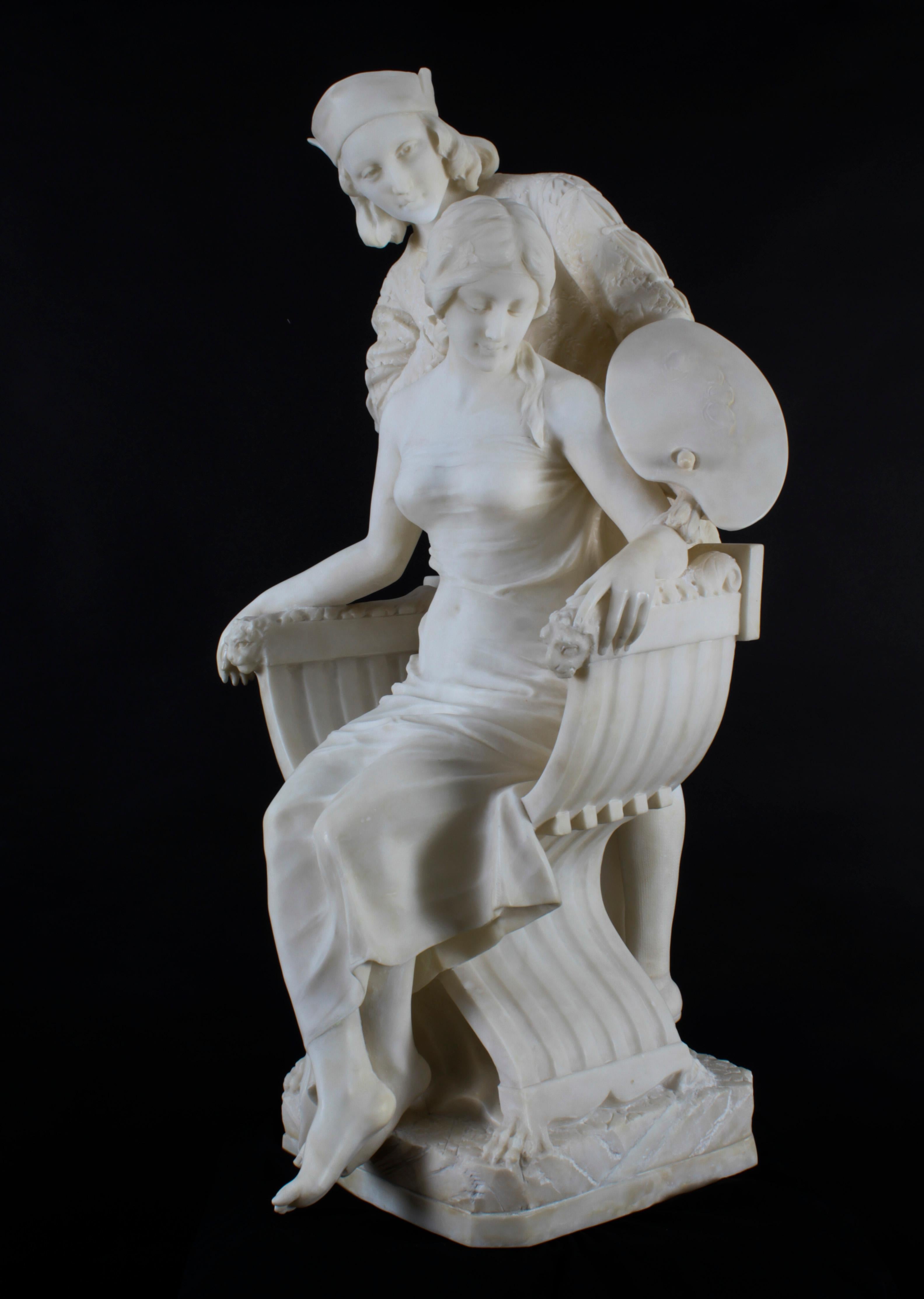 Antique Large Alabaster Sculpture P. Emilio Fiaschi 19th Century For Sale 10