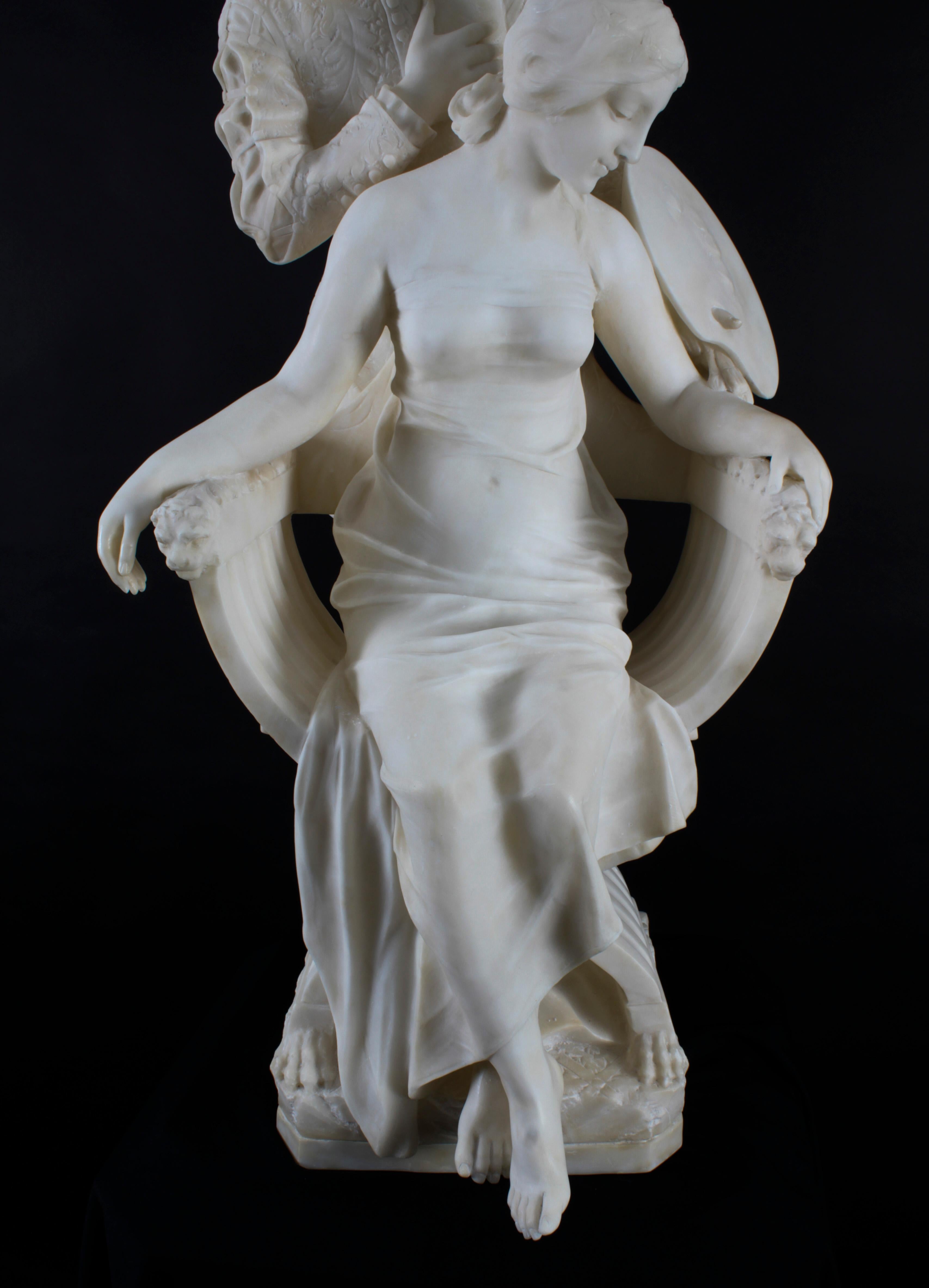Antique Large Alabaster Sculpture P. Emilio Fiaschi 19th Century For Sale 11