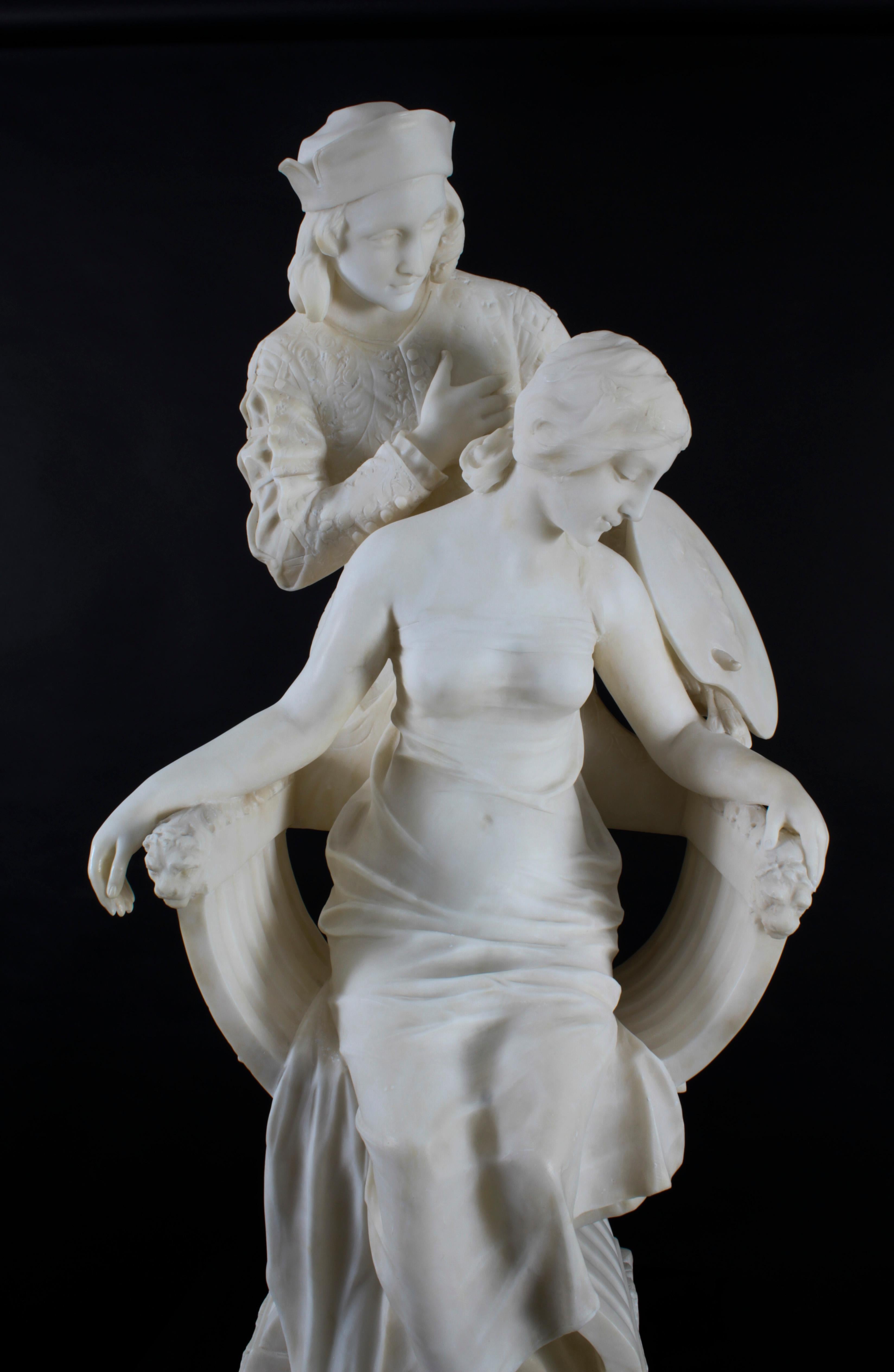 Antique Large Alabaster Sculpture P. Emilio Fiaschi 19th Century For Sale 13