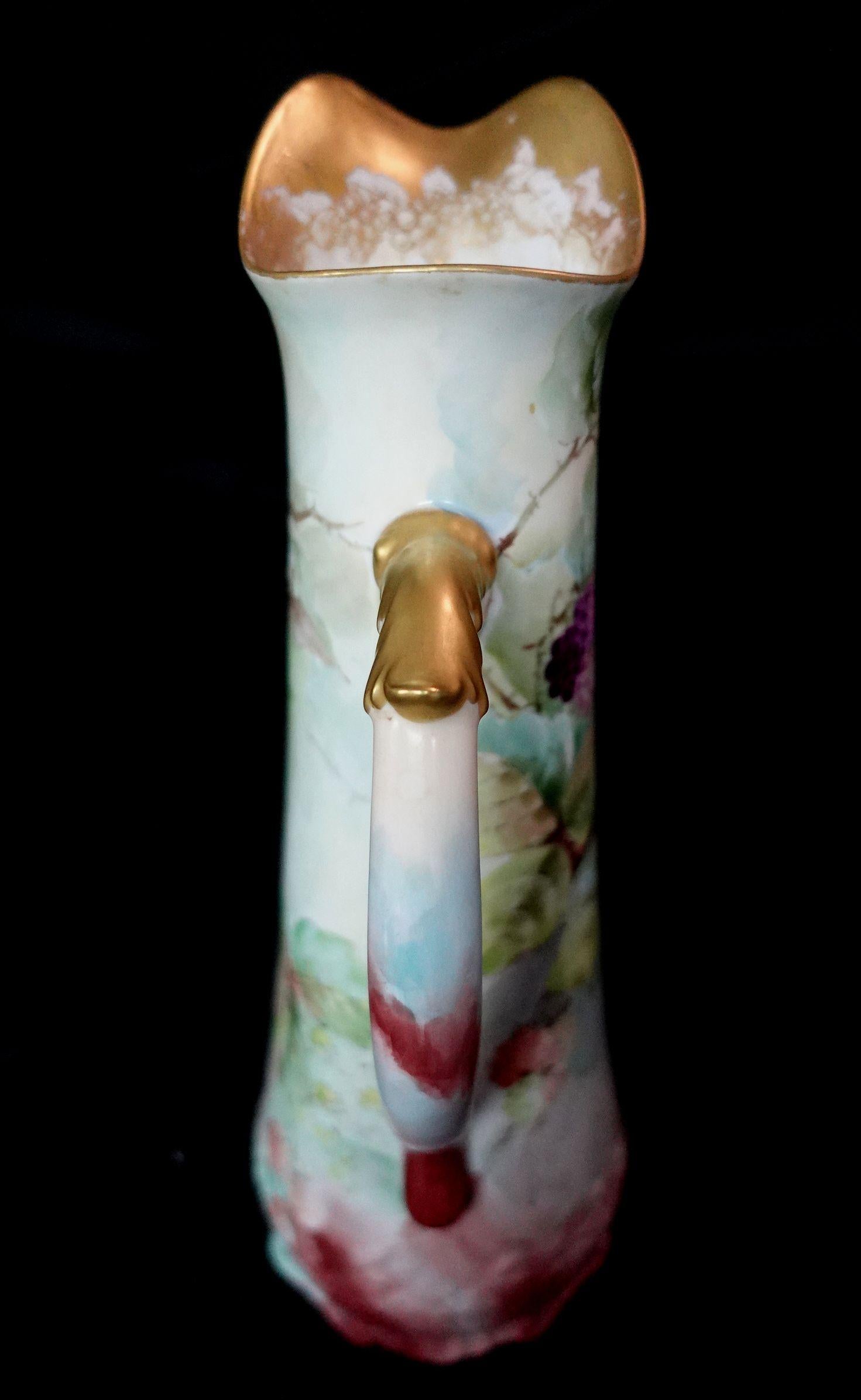 Antique Large AK French Floral Tankard en venta 3