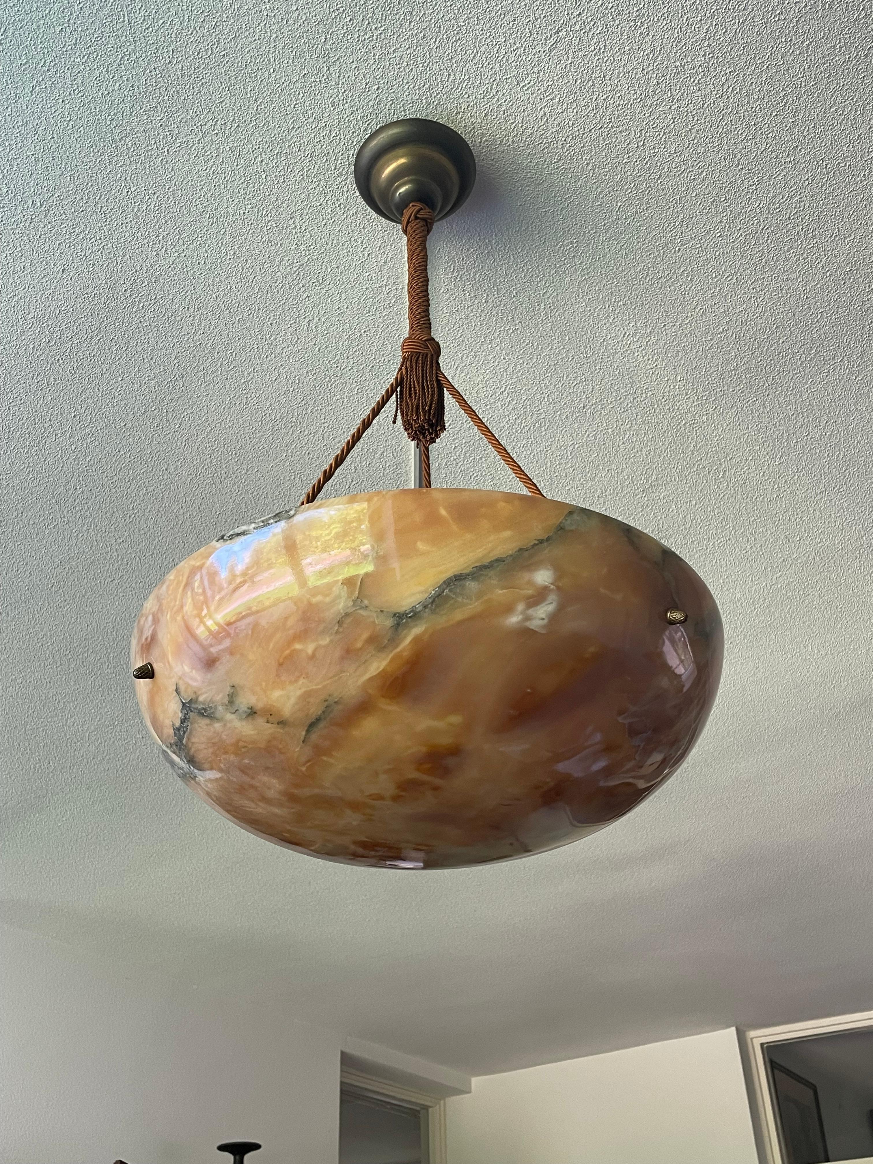 Antique, Large and Stunning Alabaster Chandelier / Pendant Light, Mint Condition For Sale 4