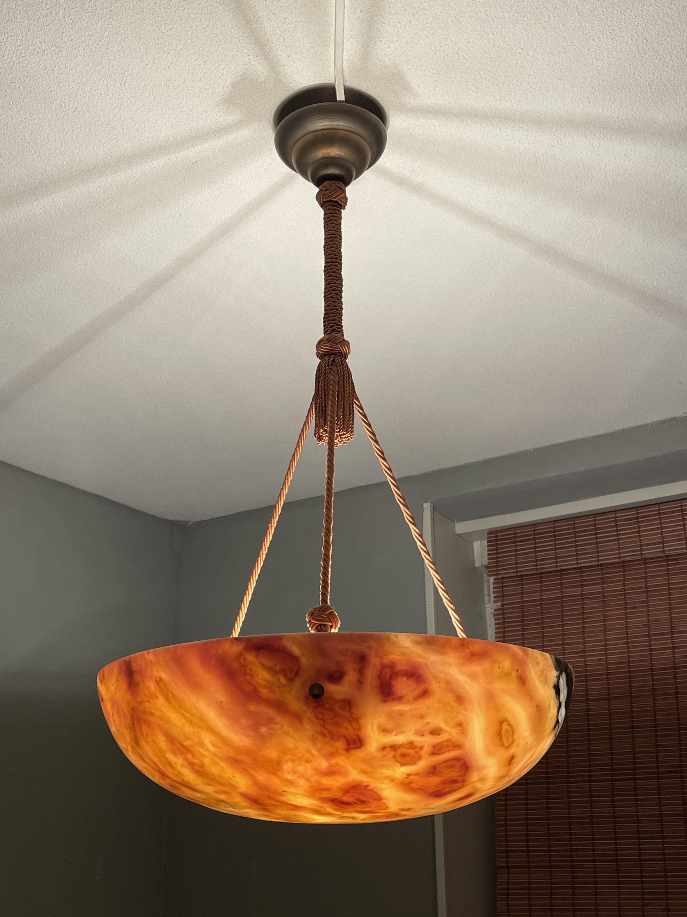 Antique, Large and Stunning Alabaster Chandelier / Pendant Light, Mint Condition For Sale 5