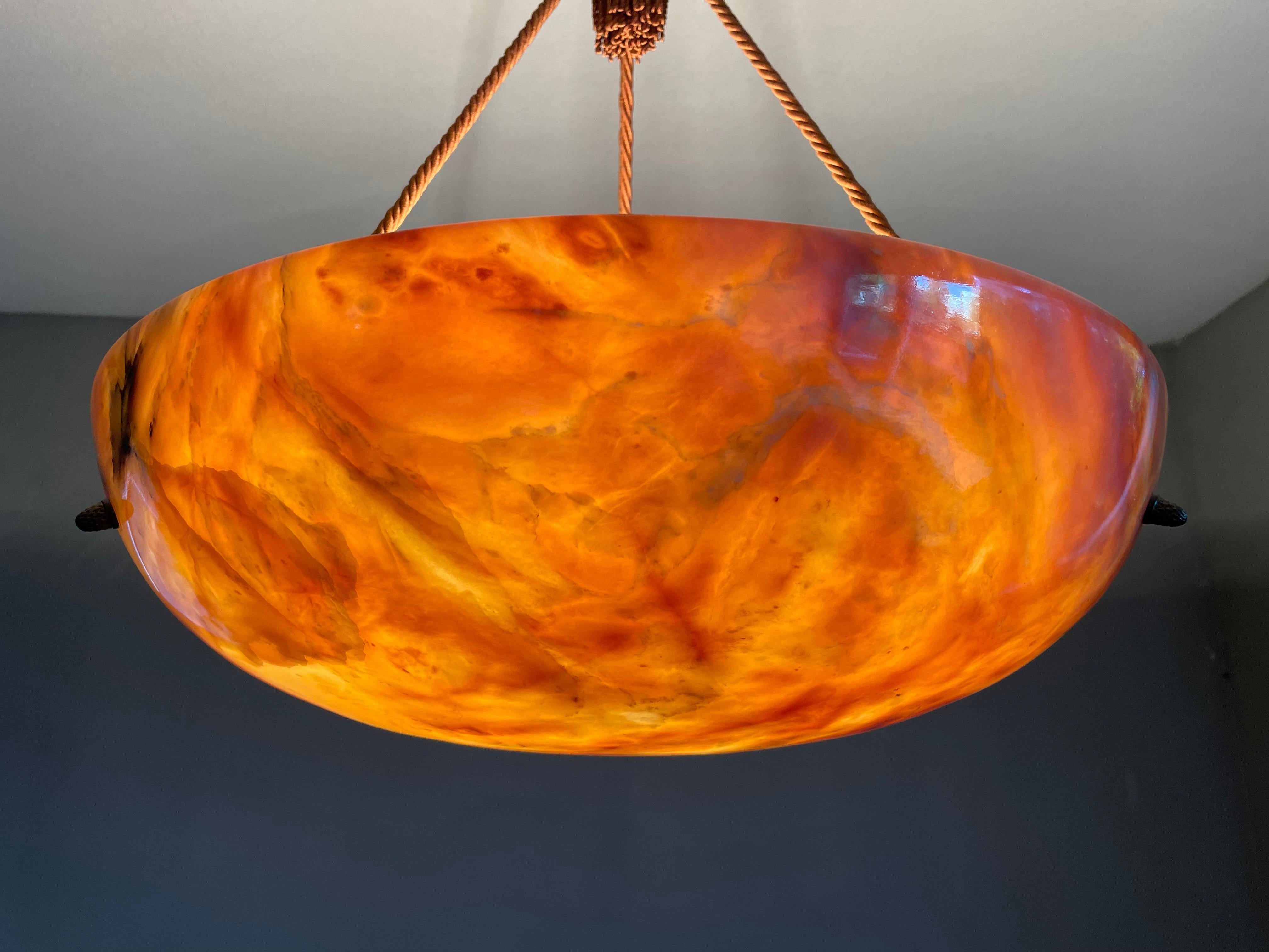 Antique, Large and Stunning Alabaster Chandelier / Pendant Light, Mint Condition For Sale 7